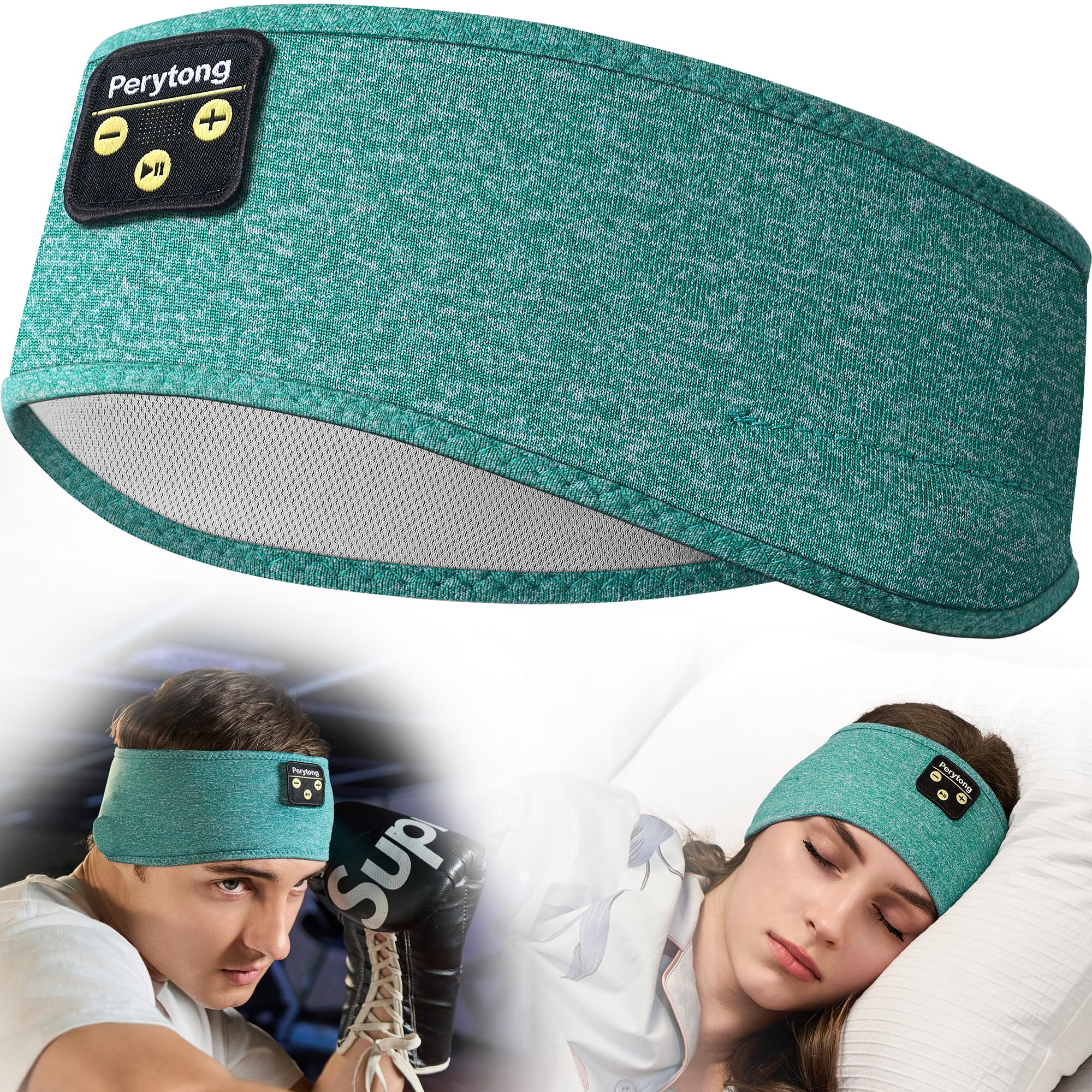 Perytong Bluetooth Sleep Headphones - Wireless Sports Headband with Ultra-Thin HD Stereo Speakers for Sleeping, Workout, Jogging, Yoga, Meditation | Comfortable for Insomnia Relief & Air Travel (Ideal for Night Use, Gym Sessions & Relaxation)
