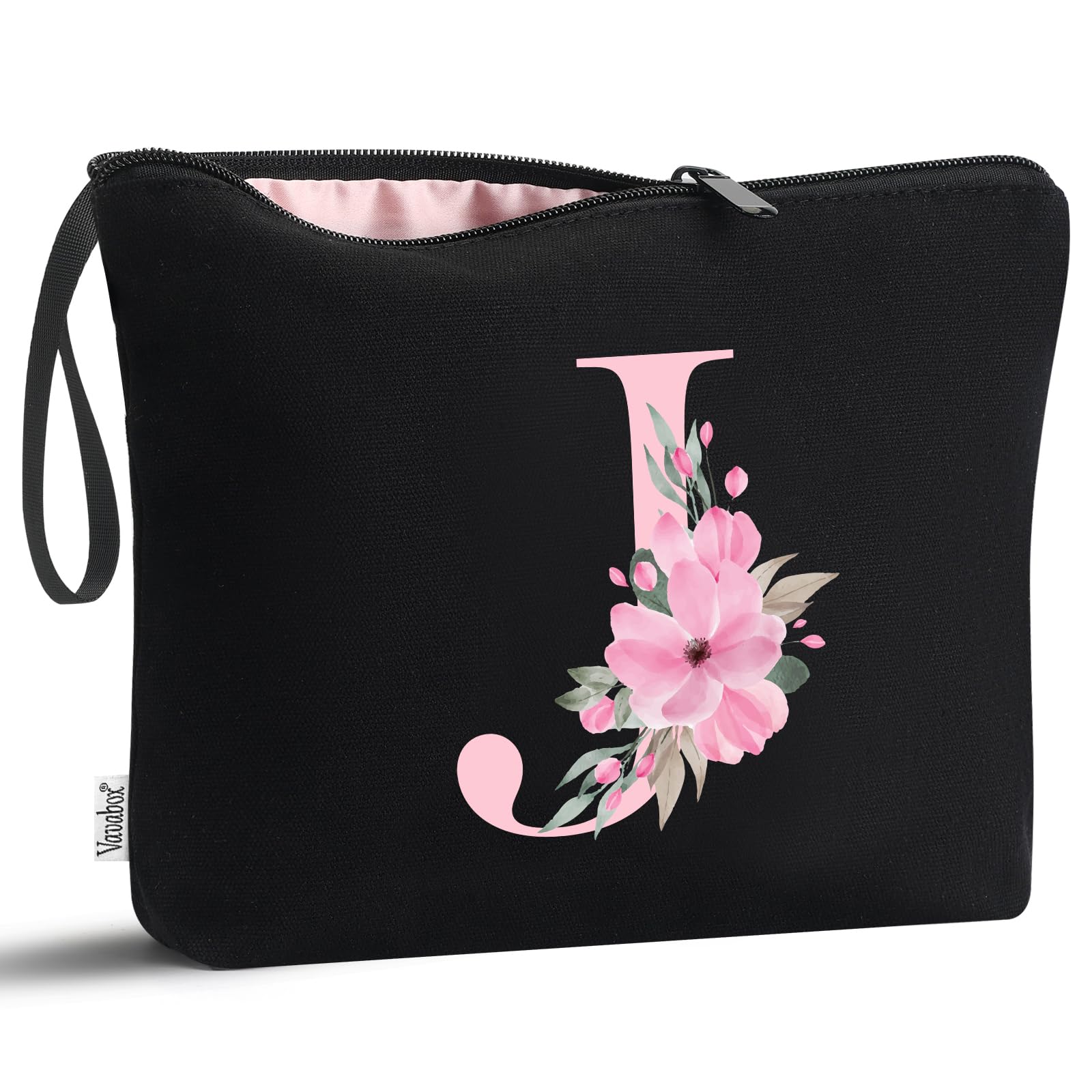Personalized Makeup Bag for Women - Custom A-Z Monogram Cosmetic Bag - Perfect Birthday Gift for Mom, Best Friend, Bride & Bridesmaid (Black, Size J) - Great for Travel, Gym & Daily Beauty Essentials Organization