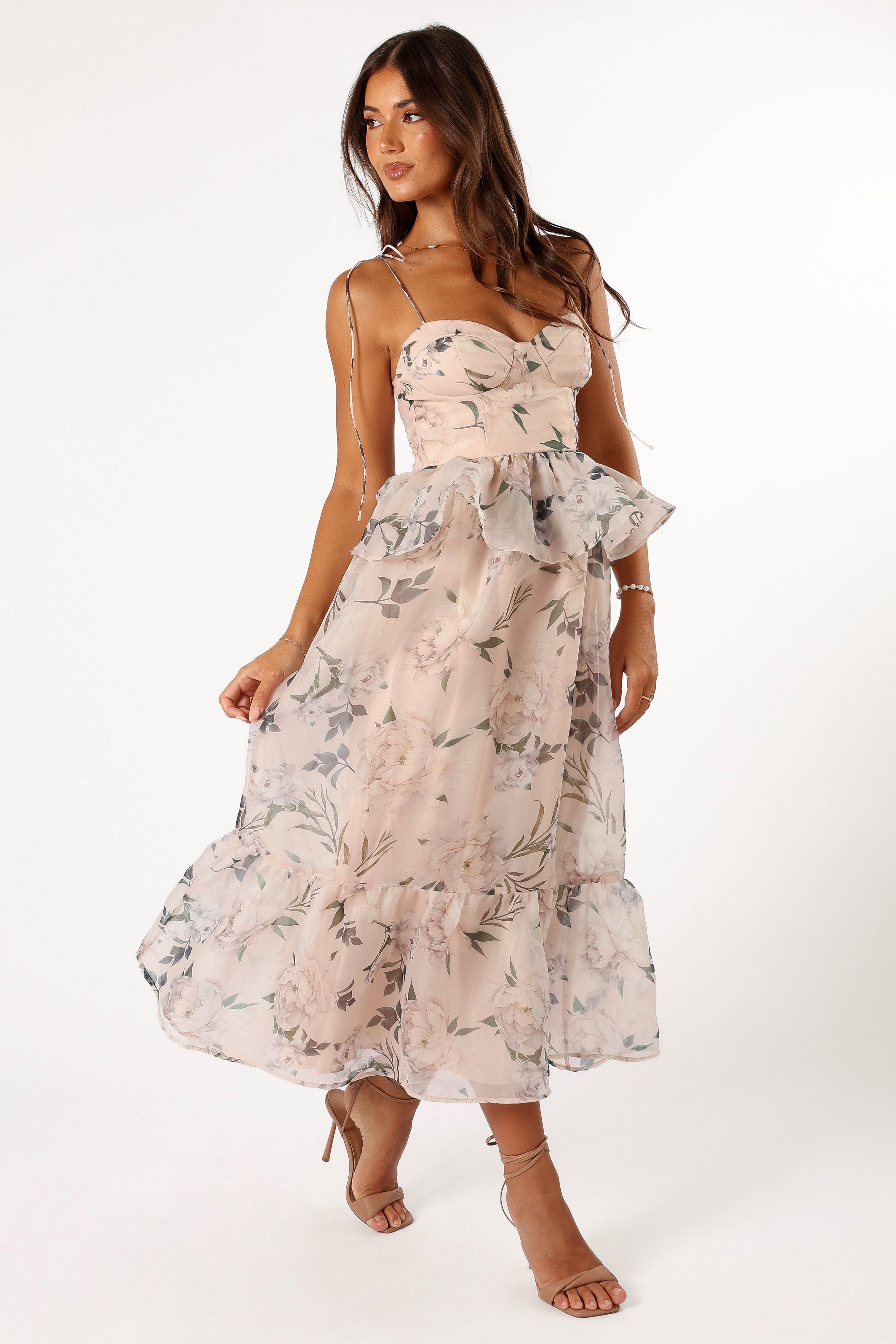 Kennie Midi Dress - Floral Print Pink Summer Dress for Women | Casual & Party Wear | Perfect for Beach, Brunch & Date Nights