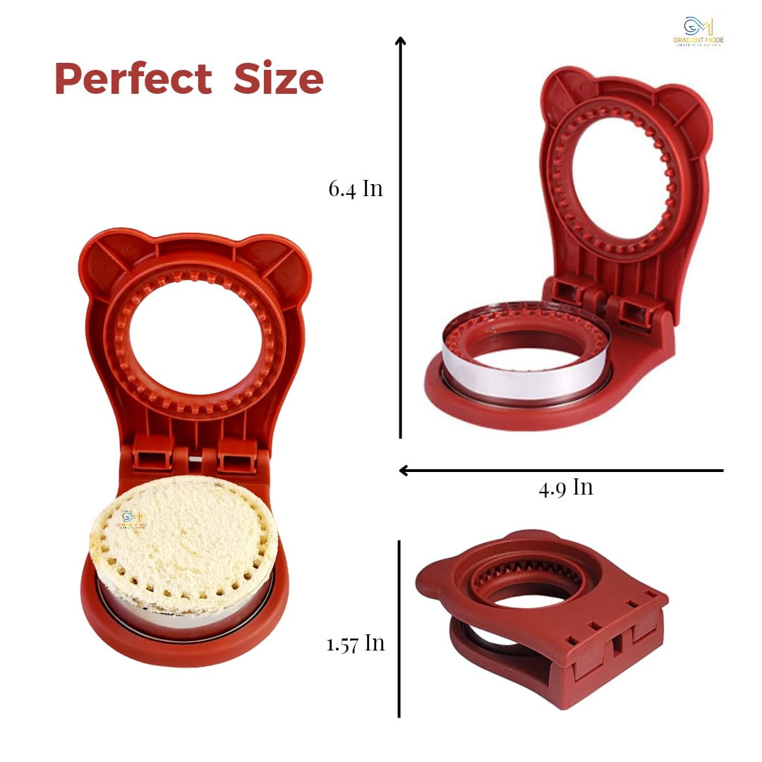 Kids Sandwich Cutter & Sealer - DIY Uncrustables Sandwich Maker for Boys & Girls, Bread Cutter for Lunchbox & Bento Box, Breakfast Sandwich Tool (Red) - Perfect for School Lunches, Picnics & Quick Snacks
