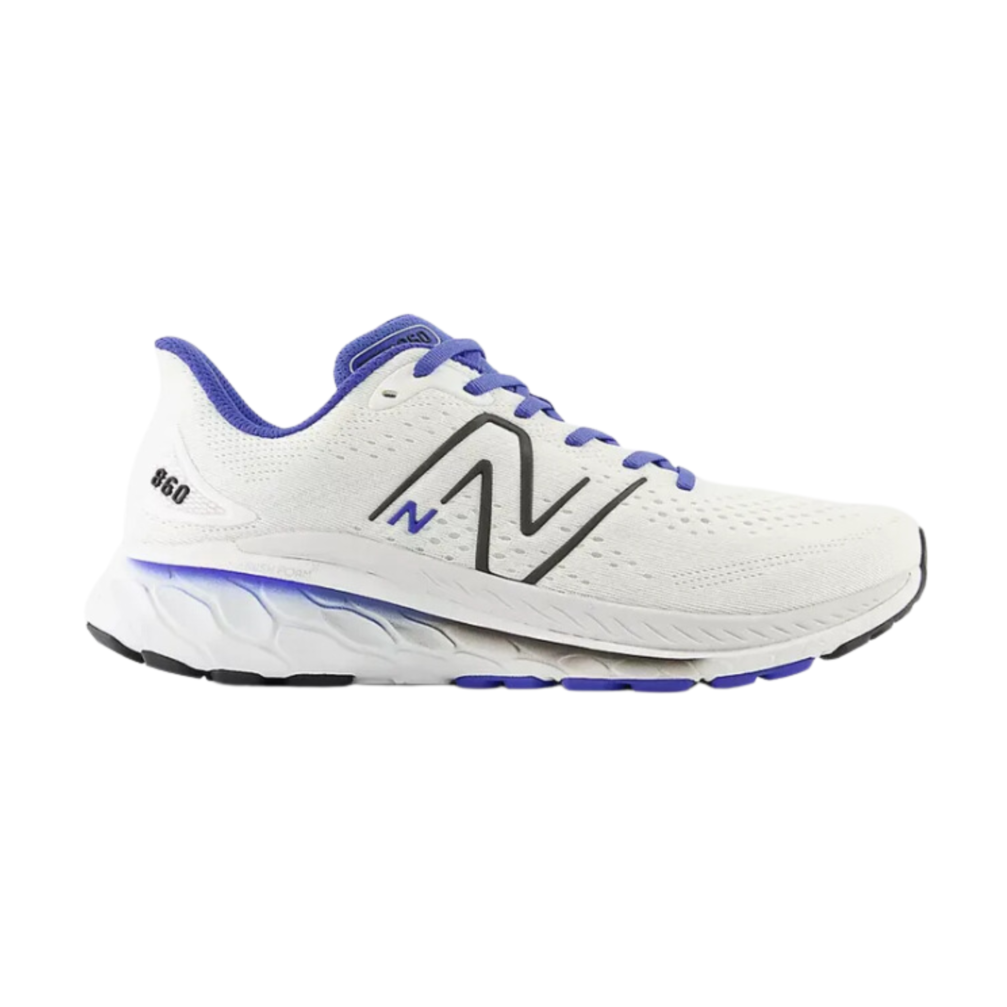 New Balance Men's Fresh Foam x 860v13 Running Shoes - White with Marine Blue (D Width) - Cushioned Support for Road Running, Jogging & Daily Wear