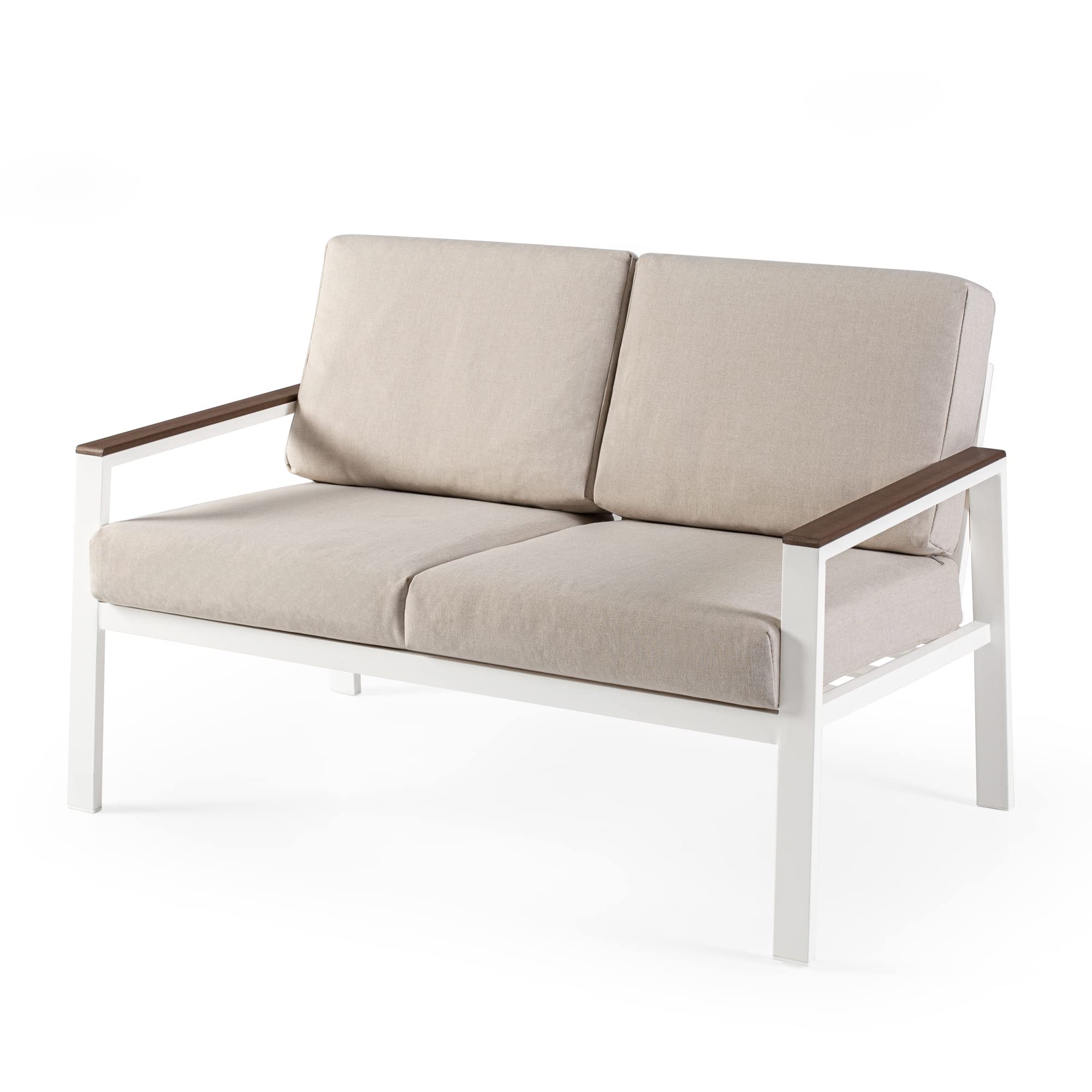 ZINUS Dillon 4-Piece Outdoor Patio Conversation Set - Aluminum & Poly Lumber, Weather-Resistant, Rust-Proof, Easy Assembly (White) - Perfect for Backyard, Garden, Poolside & Deck Relaxation