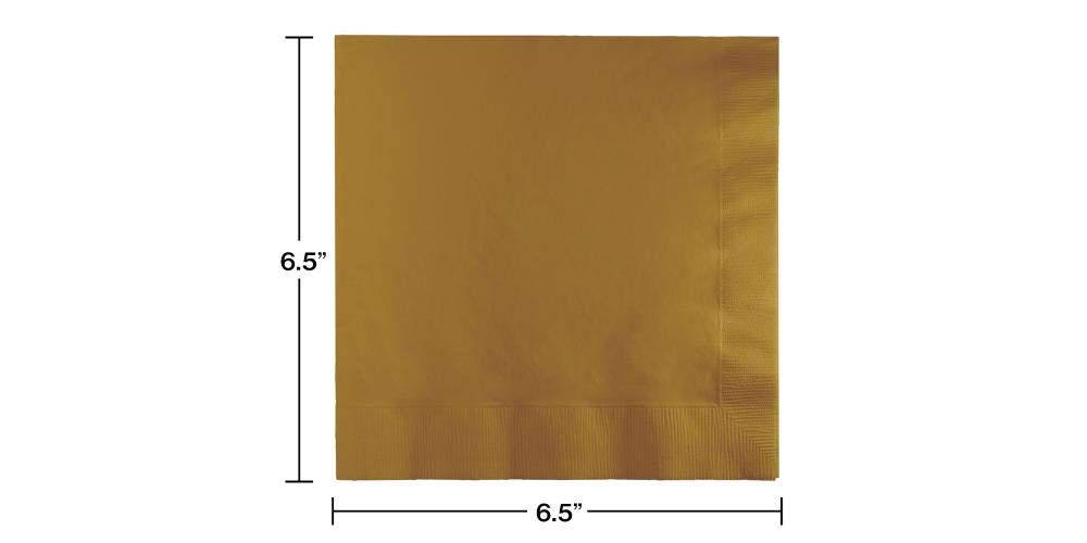 Premium Gold Solid Color Paper Disposable Luncheon Napkins - Pack of 50 - Elegant Party, Wedding, and Dinner Table Decorations