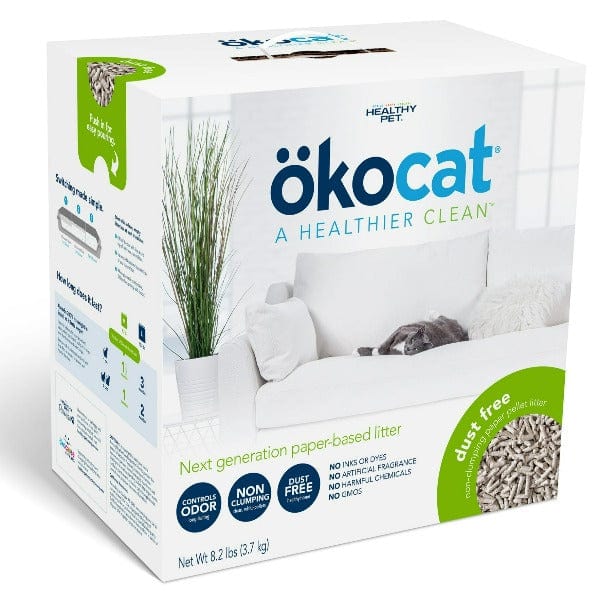 ökocat Dust Free Non-Clumping Paper Pellet Cat Litter - Natural & Eco-Friendly for Odor Control - Perfect for Multi-Cat Homes & Small Spaces
