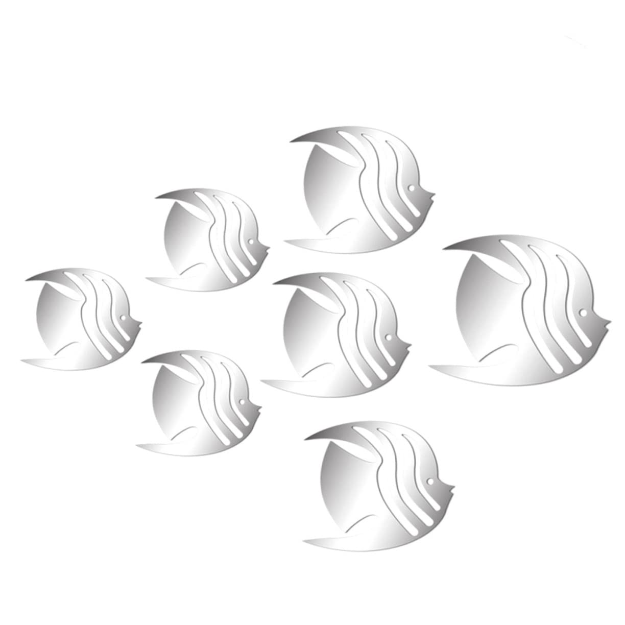 Veemoon 7-Piece 3D Wall Stickers - Ocean Themed Acrylic Mirror Fish Decals for TV & Home Decor | Perfect for Living Room, Bedroom, and Kids Room Wall Art