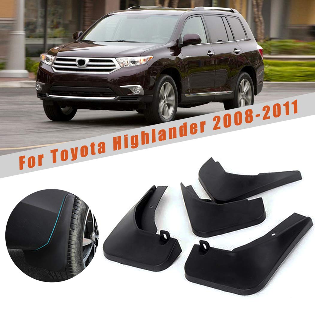 2008-2011 Toyota Highlander/Kluger Car Mud Guards - 4-Piece Front & Rear Splash Guards Set | Durable Fender Mud Flaps Accessories for All-Weather Protection & Off-Road Driving