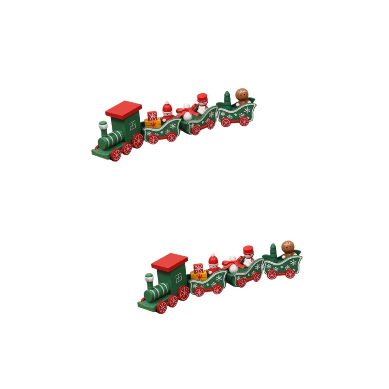 ABOOFAN 2-Piece Mini Christmas Train Desk Decor Set - Wooden Tabletop Ornaments for Xmas, Holiday Home & Office Decoration - Fun Kids Toy & Creative Desktop Adornment - Perfect for Christmas Tree, Gift Wrapping & Festive Table Settings