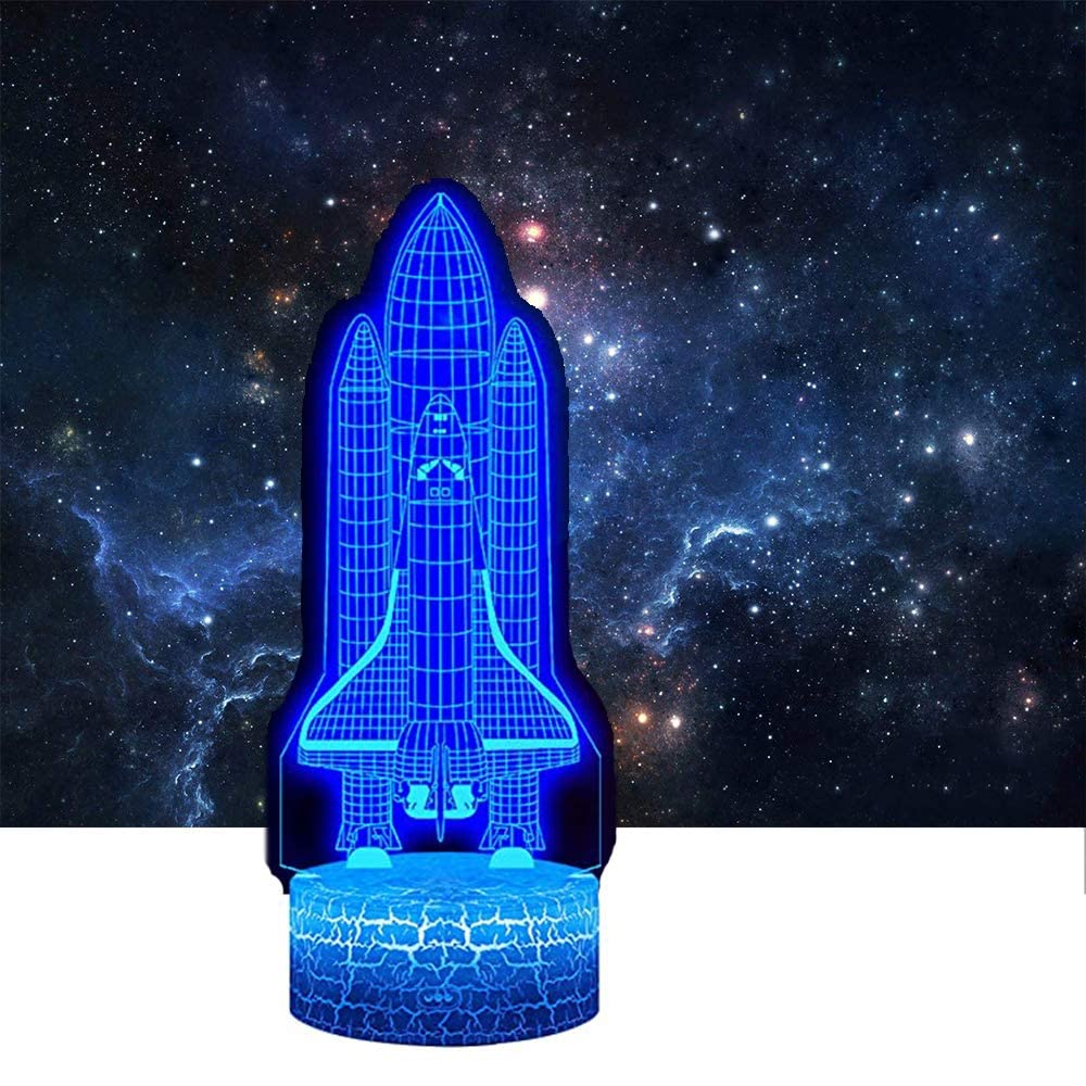 Uruzuo Airplane Night Light Toy - RGB LED USB Powered 3D Optical Illusion Lamp for Kids Room Decor | Cool Bedside Lamp, Birthday Gift for Boys & Girls | Perfect for Bedrooms, Nurseries, Kids Parties and Themed Decorations