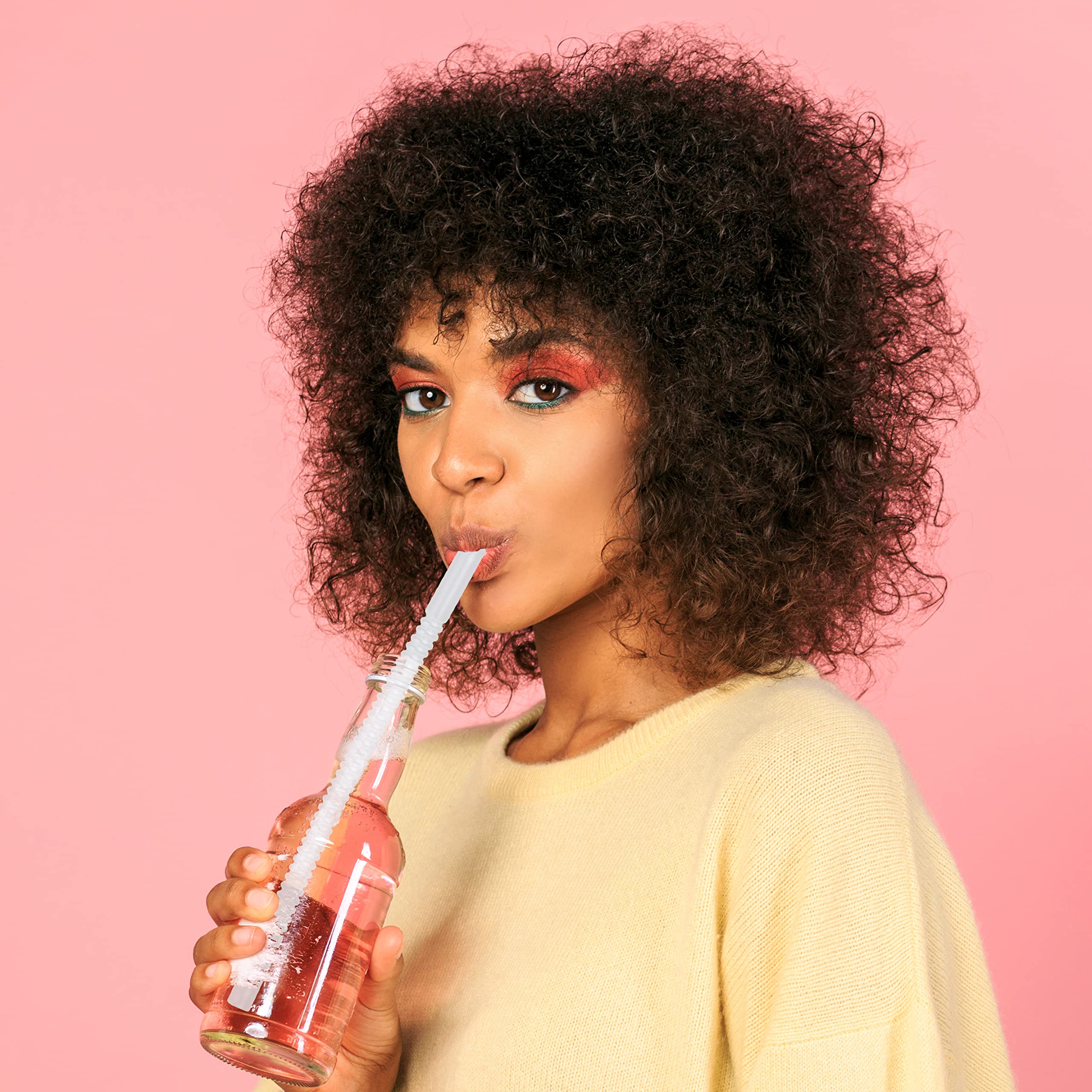 Flexible Reusable Bendable Straws - 11 Inch Long Silicone Drinking Straws - 14 Pack for Smoothies, Cocktails, and Travel Cups - Eco-Friendly & Dishwasher Safe