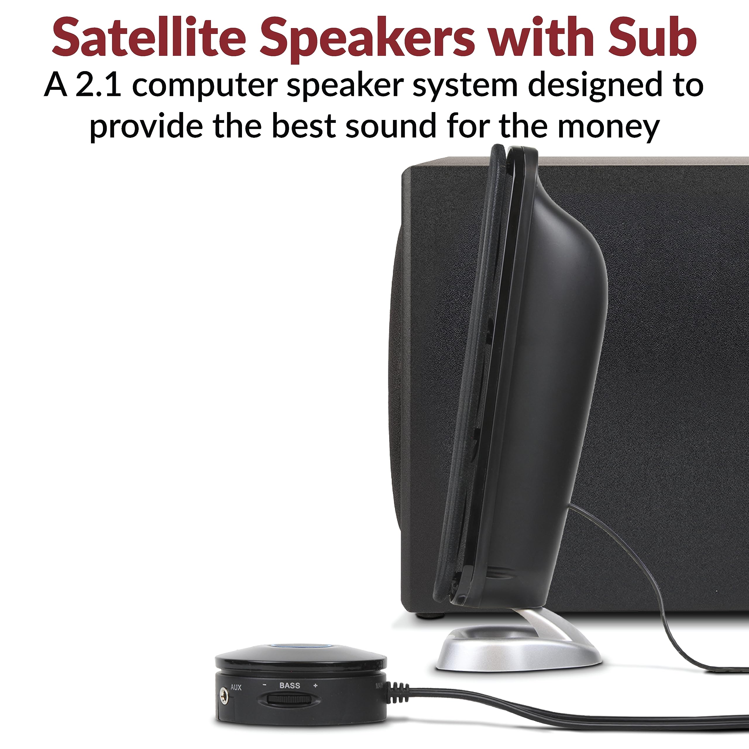 Cyber Acoustics CA-3908 2.1 Multimedia Speaker System with Powerful Subwoofer - 92W Peak Power, Deep Bass for Music, Movies & Gaming - Compatible with Desktop, Laptop & Console - Ideal for Home Office, Gaming Setup & Entertainment Systems