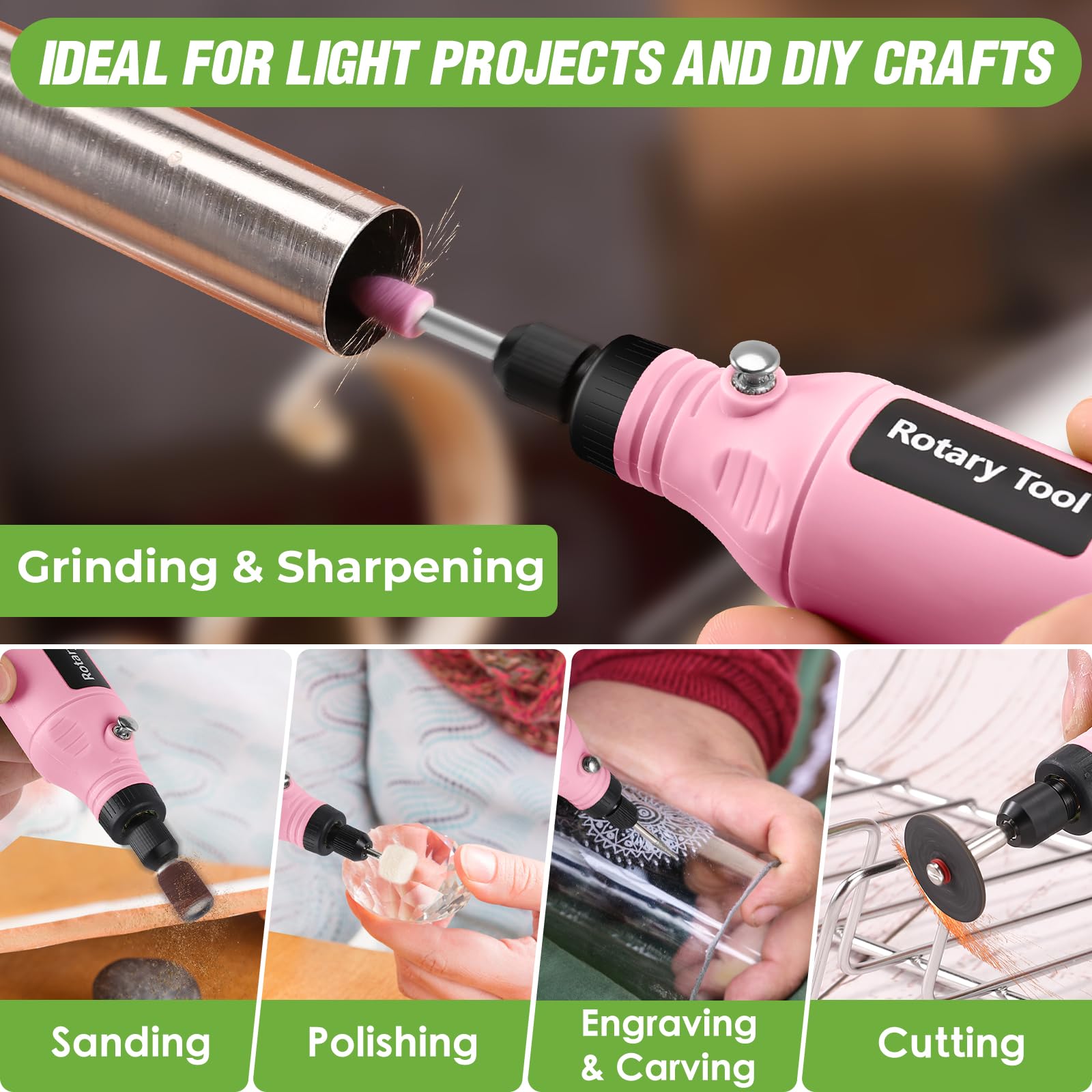 3.7V Cordless Rotary Tool Kit with 2.0Ah Li-ion Battery & 68 Accessories - 5-Speed USB Charging Mini Rotary Tool for DIY, Crafting, Jewelry Making, Wood Carving, and Precision Metal Work - Perfect for Home Repair, Hobby Projects & Small Detail Work