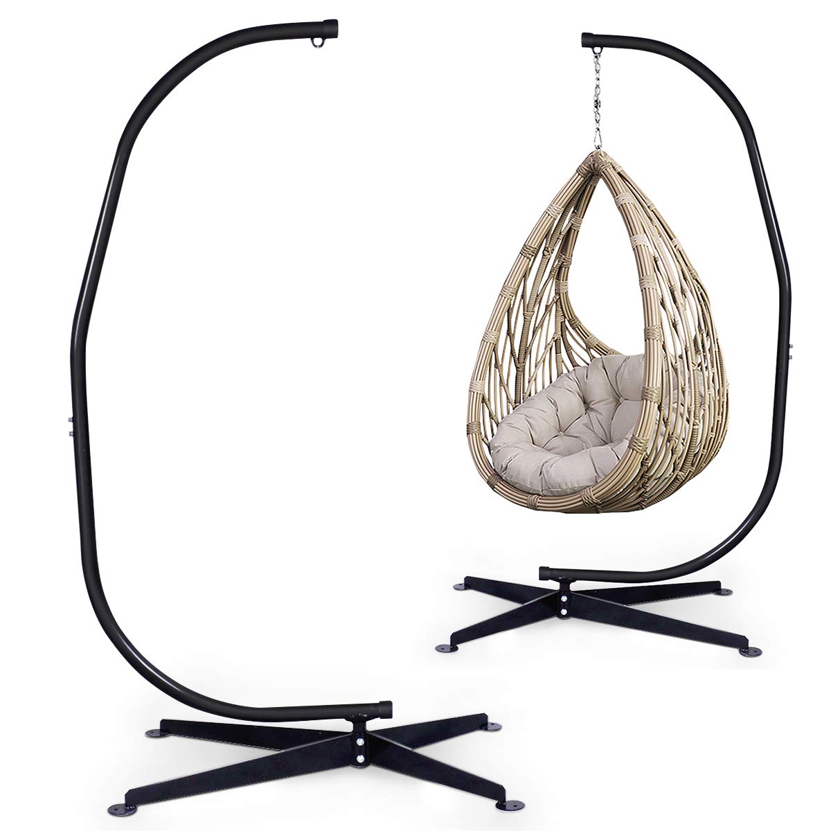 Giantex Heavy Duty Steel Hammock Chair Stand - 360° Rotating C-Stand for Hanging Swing Chairs | 2