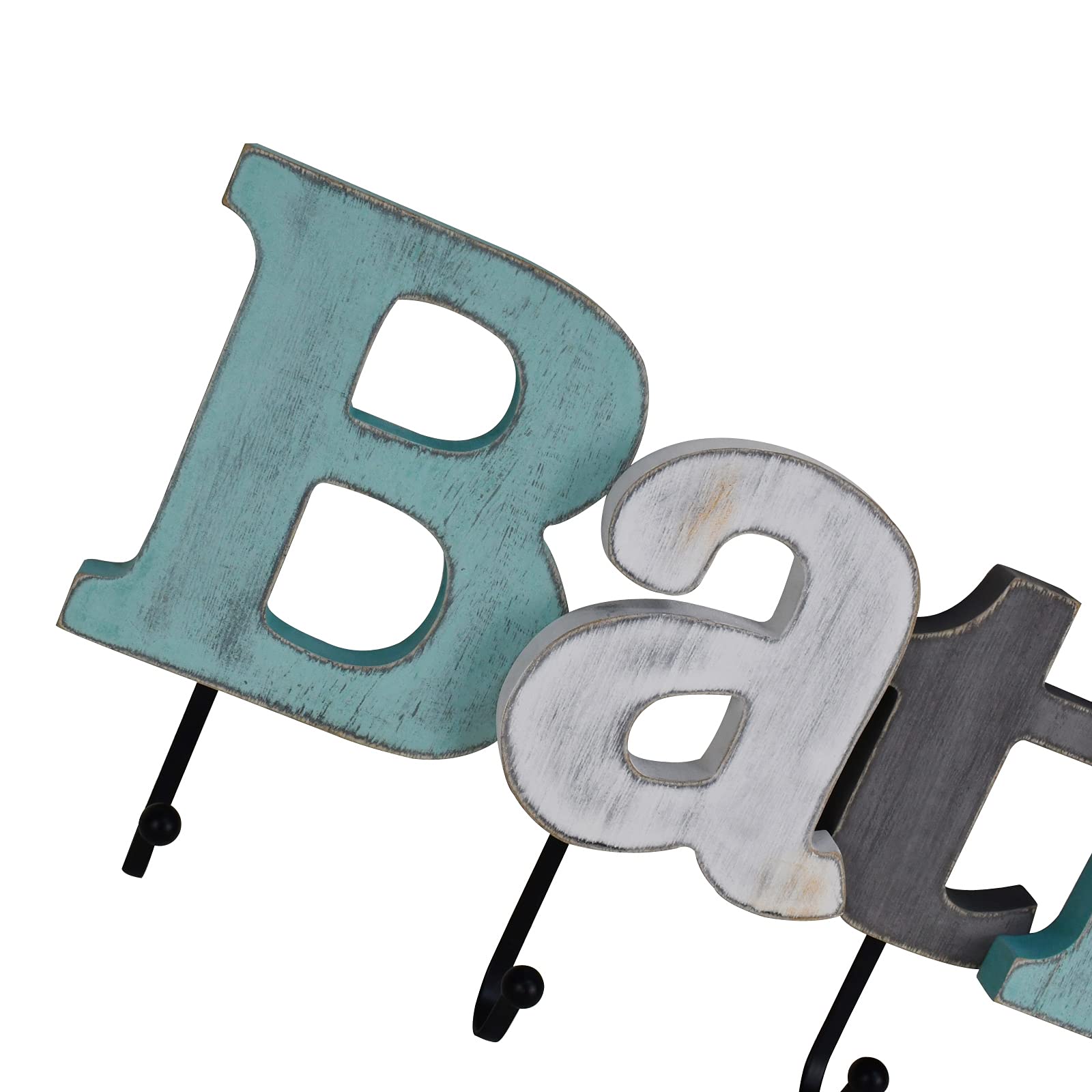 Rustic Wood Home Sign Wall Decor - Hanging Wooden Letters for Bathroom & Living Room