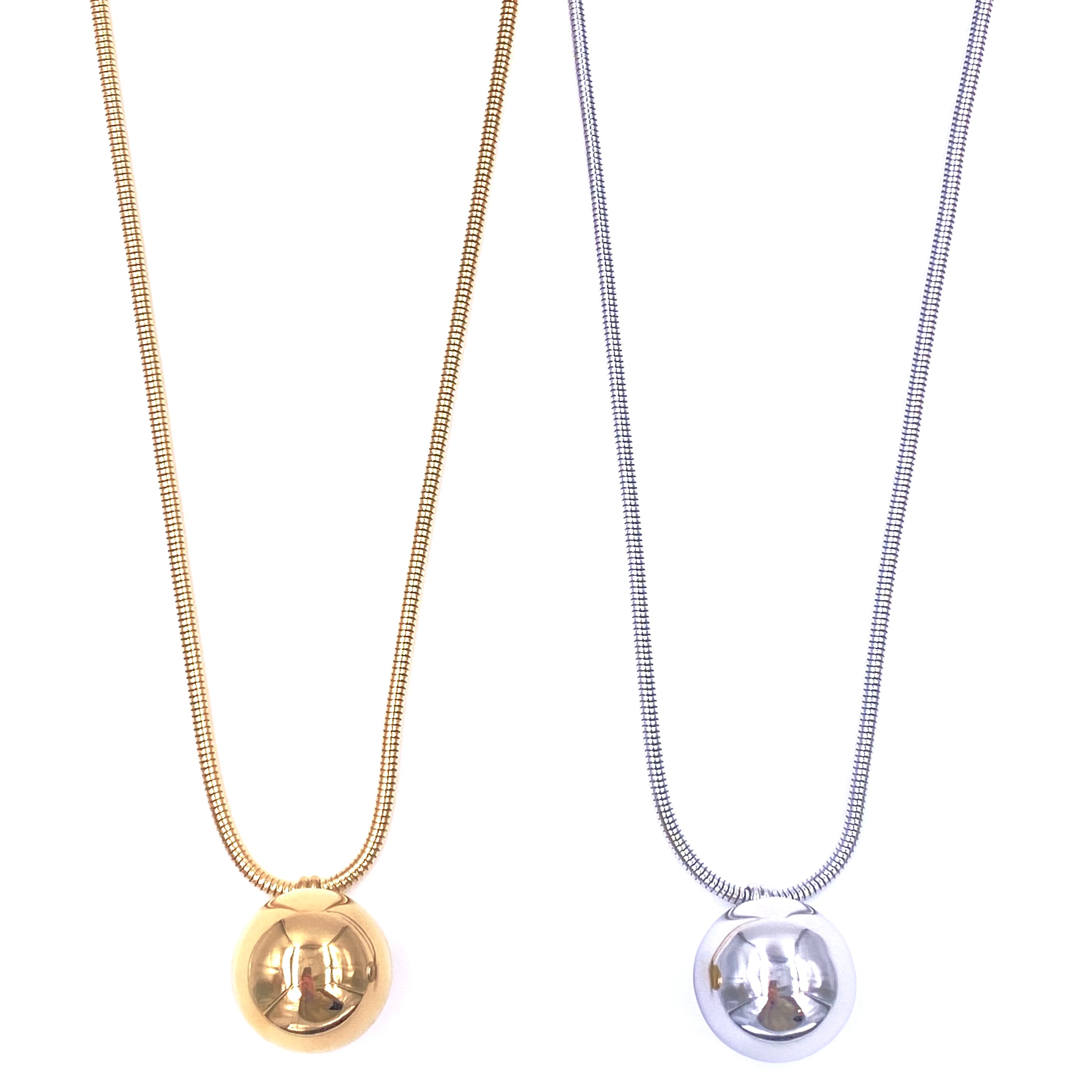 Ashley Gold Stainless Steel Large Ball Pendant Necklace for Women - Elegant Fashion Jewelry Gift for Birthday, Anniversary & Special Occasions