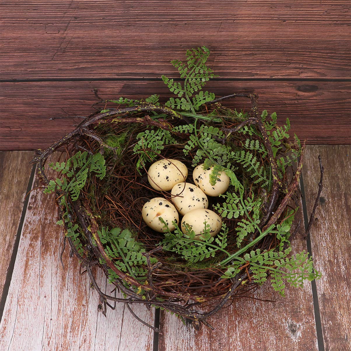 YARNOW Artificial Bird Nest Decor - 20cm Moss Vine Twig with Fake Eggs for Wedding, Baby Shower & Party Favors | Home Decoration, Centerpiece, Spring Display
