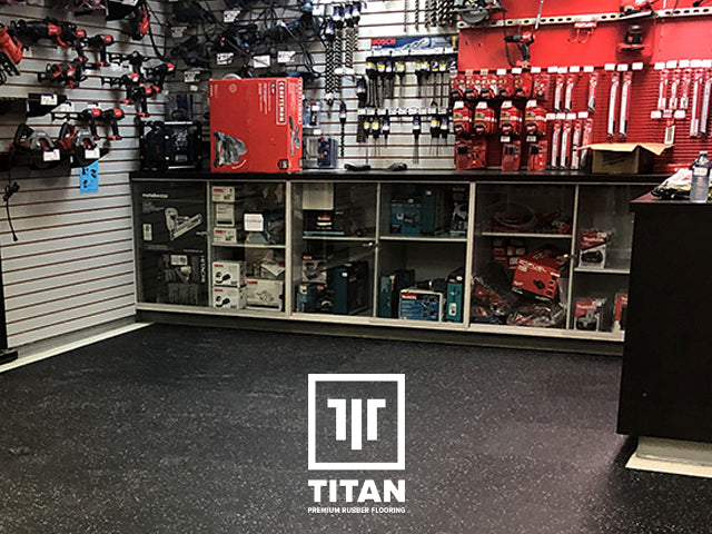 Premium Titan Rubber Gym Floor Tiles - 4 Pack Interlocking Tiles for Home Gym, Garage Workouts & Fitness Room Flooring