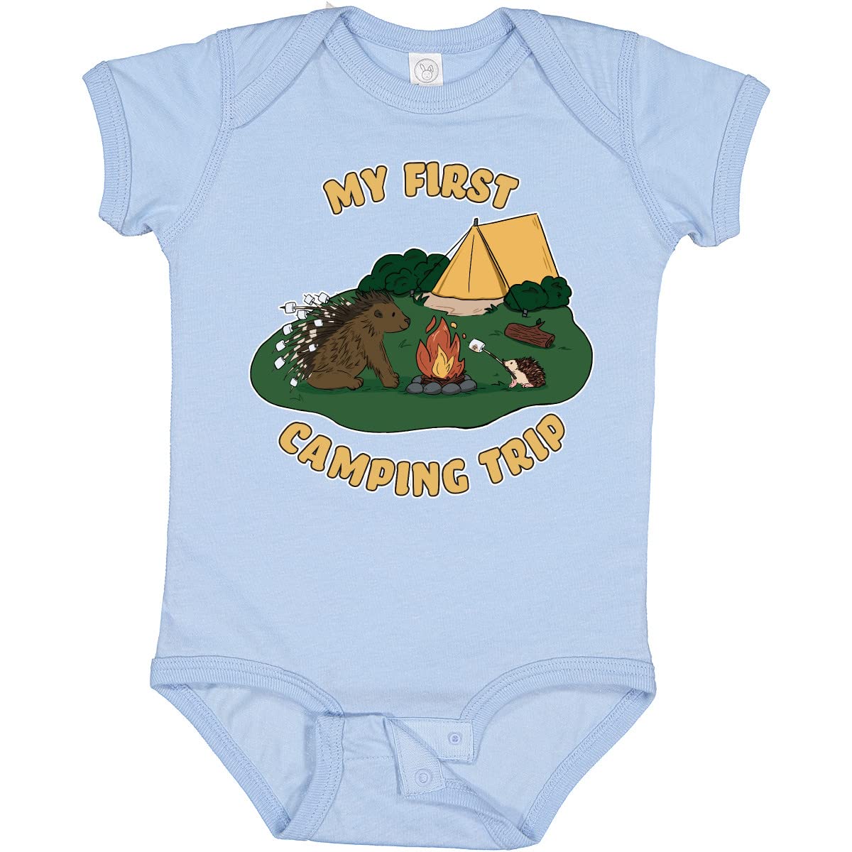 Inktastic Camping Hedgehog - My First Camping Trip Baby Bodysuit | Cute Infant Onesie for Outdoor Adventures & Family Trips