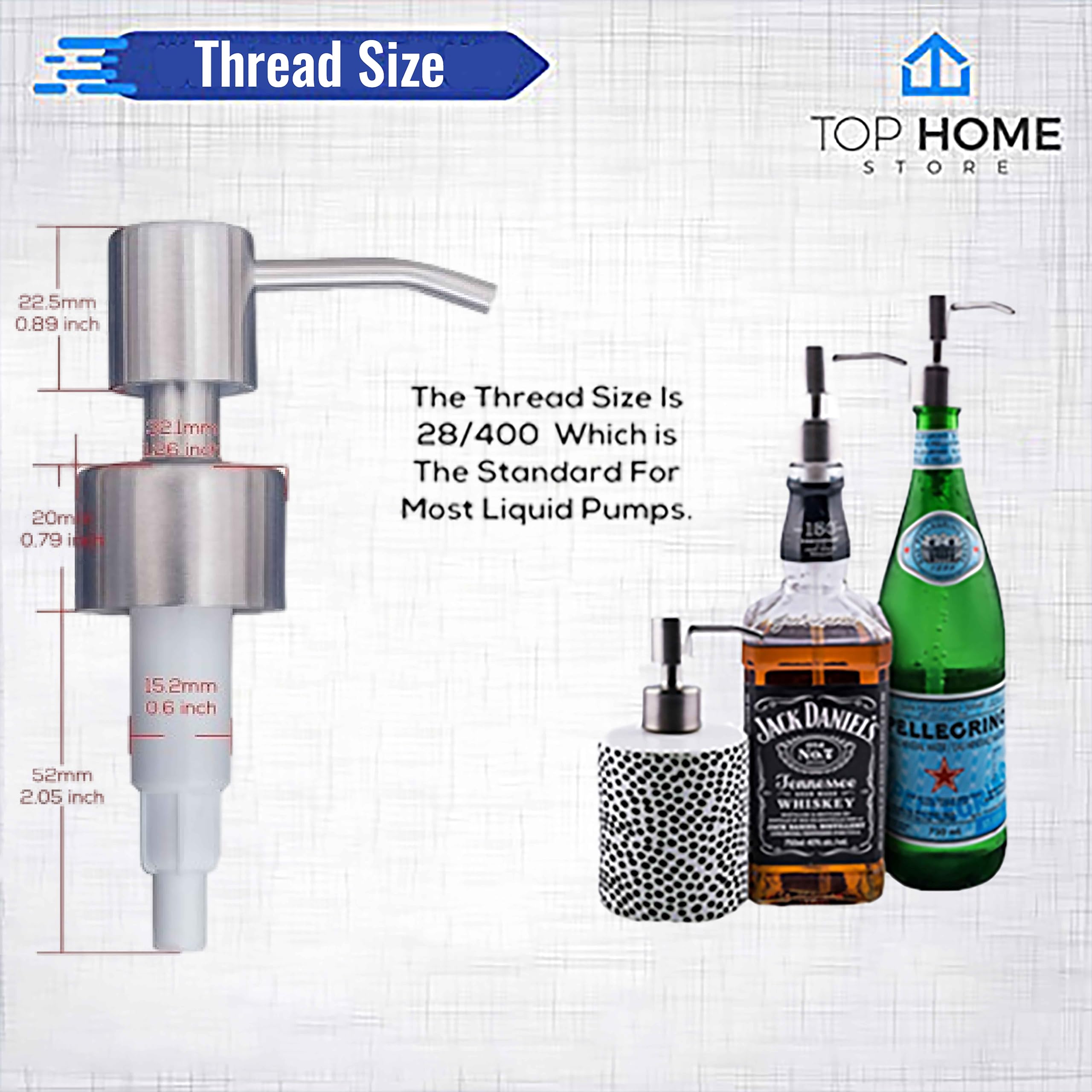 Premium Brushed Nickel Stainless Steel Soap Dispenser Pump & Lotion Dispenser (2 Pack) - Ideal for Bathroom, Kitchen, and Salon Use