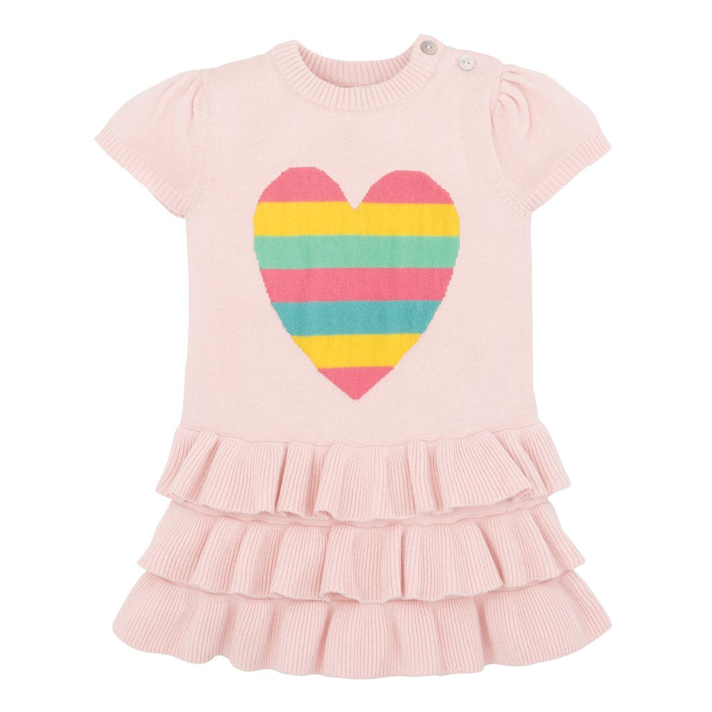 Ruffle Pink Heart Dress for Women - Cute Floral Summer Dress with Ruffles & Heart Print - Perfect for Dates, Parties & Vacations