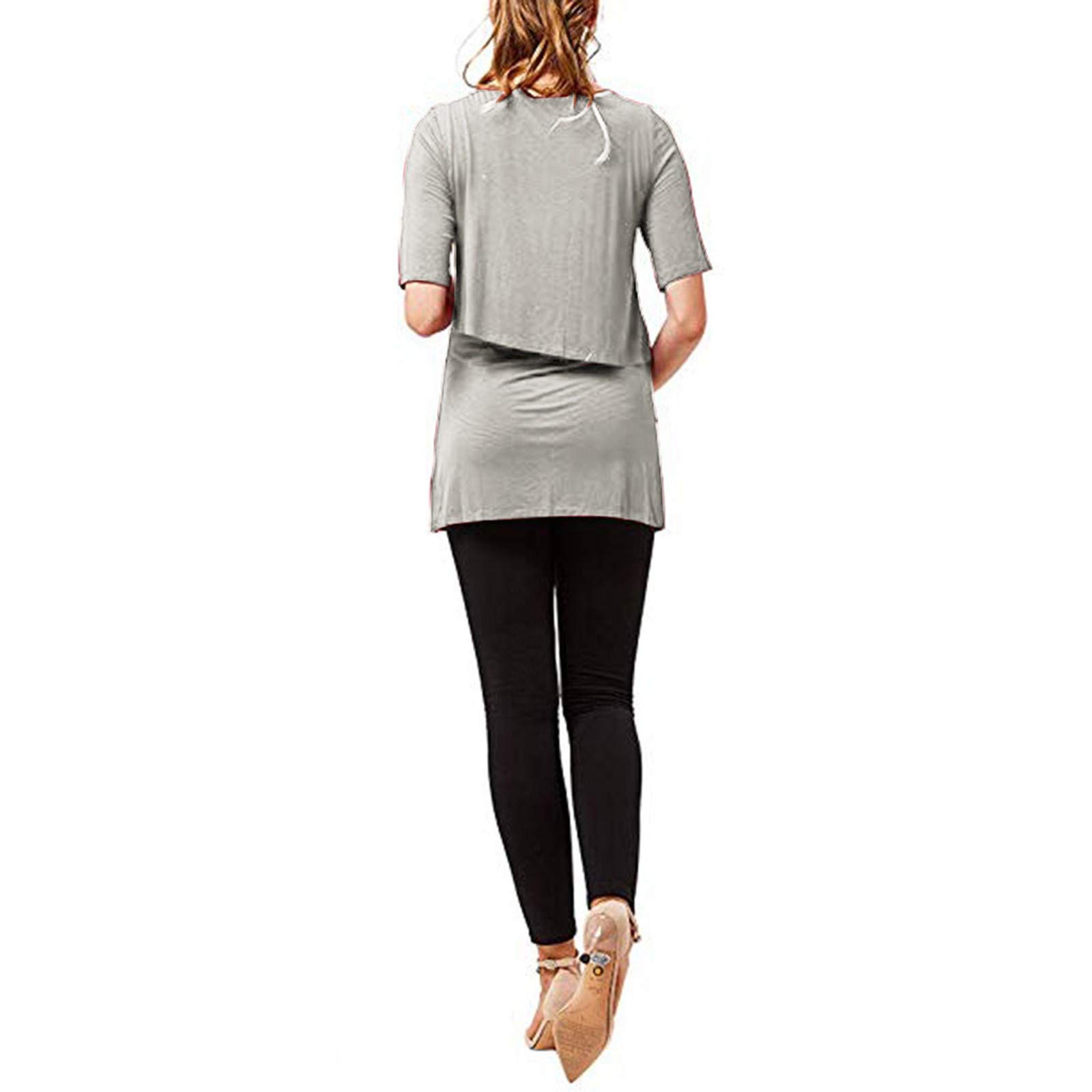 Women's Maternity Shirt - Summer Nursing Top for Breastfeeding Mothers | Short Sleeve Pregnancy Clothes | Comfortable & Stylish for Work, Shopping & Daily Wear
