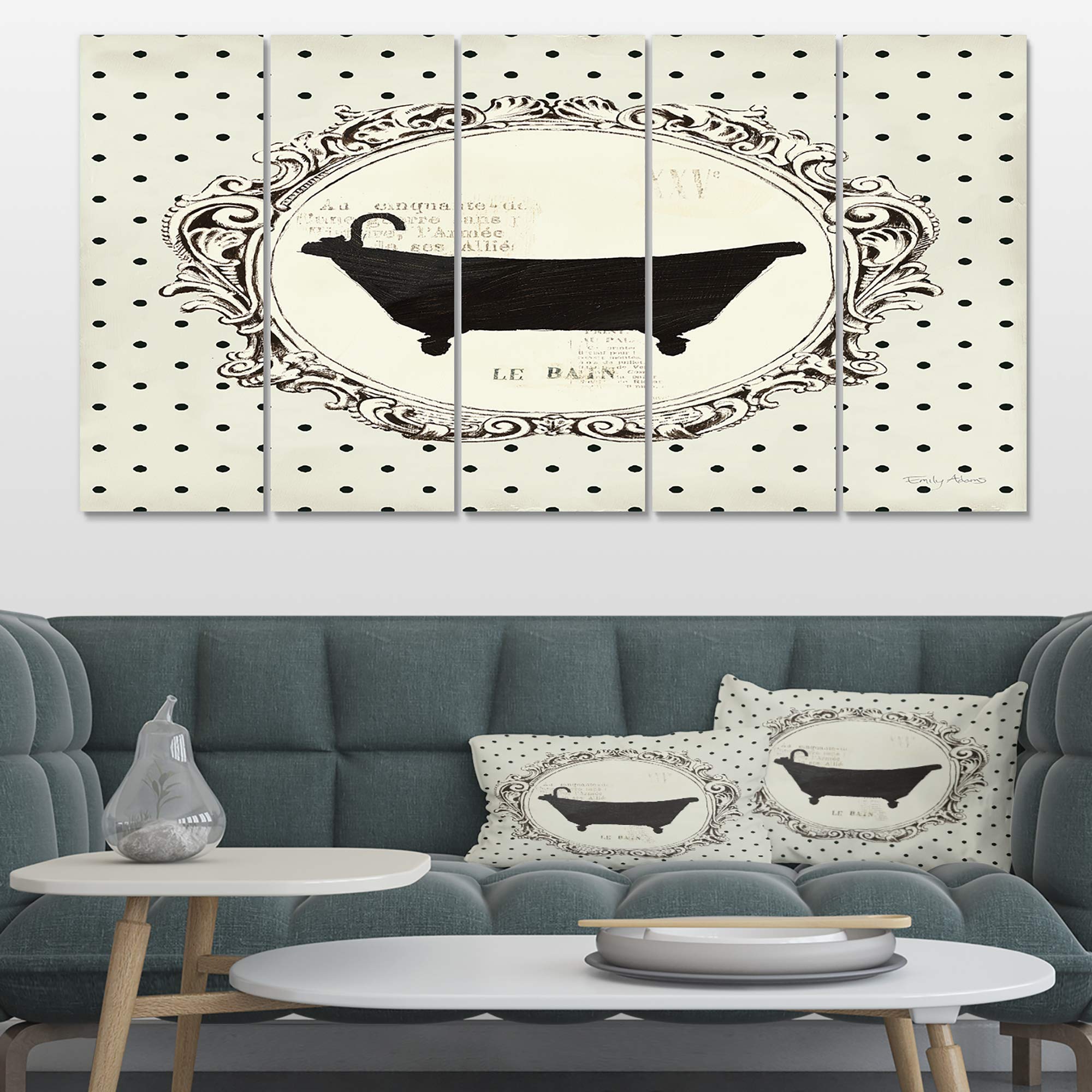 Designart 'Vintage French Bathroom III' Traditional Bathroom Canvas Wall Art Print - Perfect for Bathroom Decor, Vintage Home Decor & French Country Style Interiors