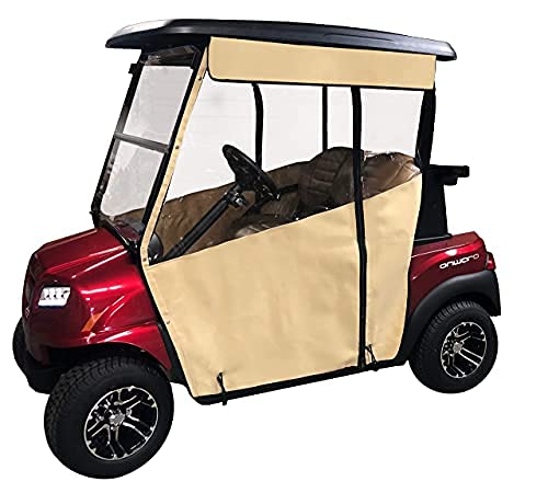 Premium Golf Cart Cover for EZGO TXT (1993-2013) - 3-Sided Track Style Waterproof Cover - Marine Grade Vinyl - Fits Golf Bags, Utility Box & Rear Seats - Ideal for Outdoor Storage & Weather Protection