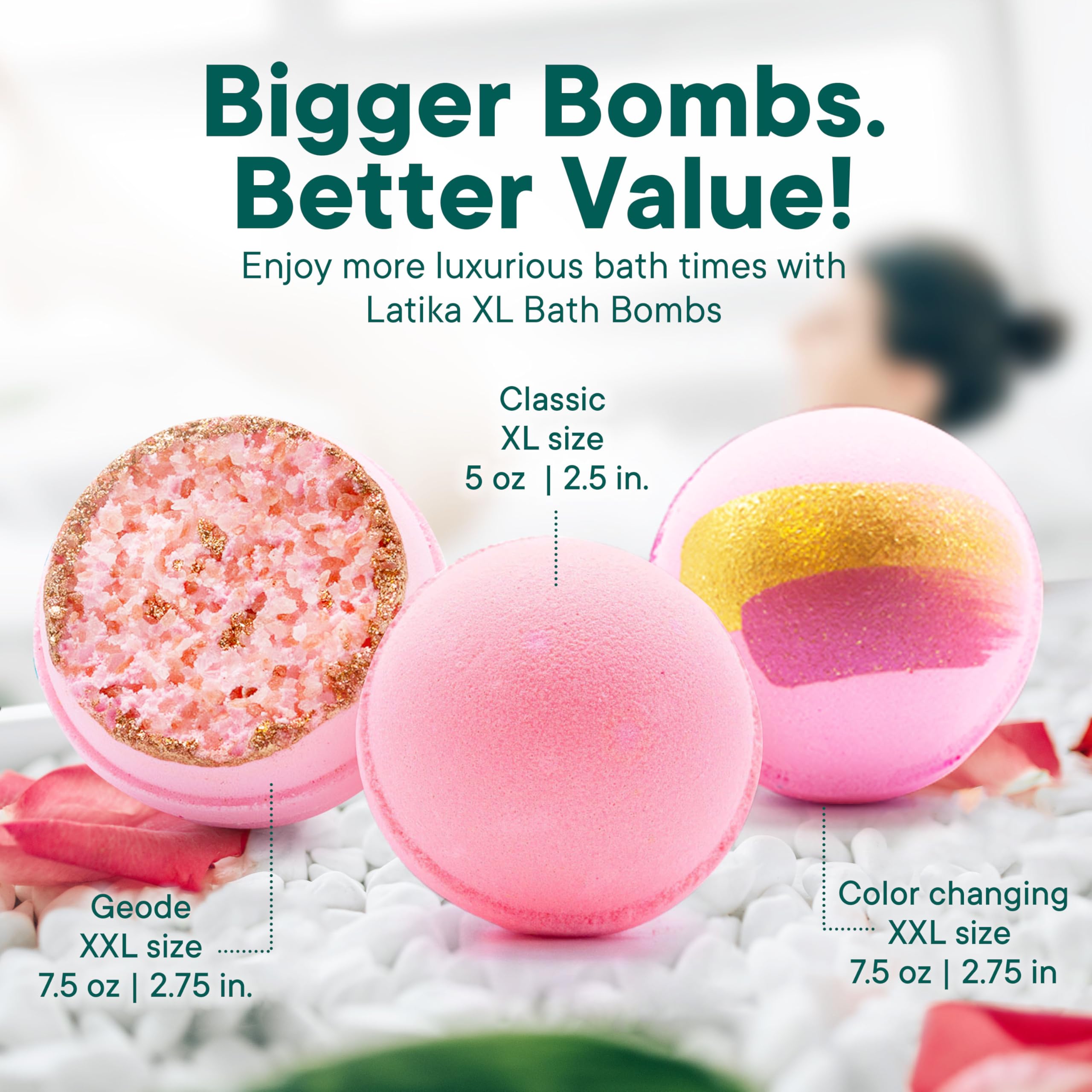 Rose Quartz Geode Crystal Bath Bomb with Sandalwood & Rose Essential Oils - Relaxing, Skin-Nourishing Bath Soak for Stress Relief & Self-Care - Perfect for Spa Nights, Gift Giving & Luxury Bath Time