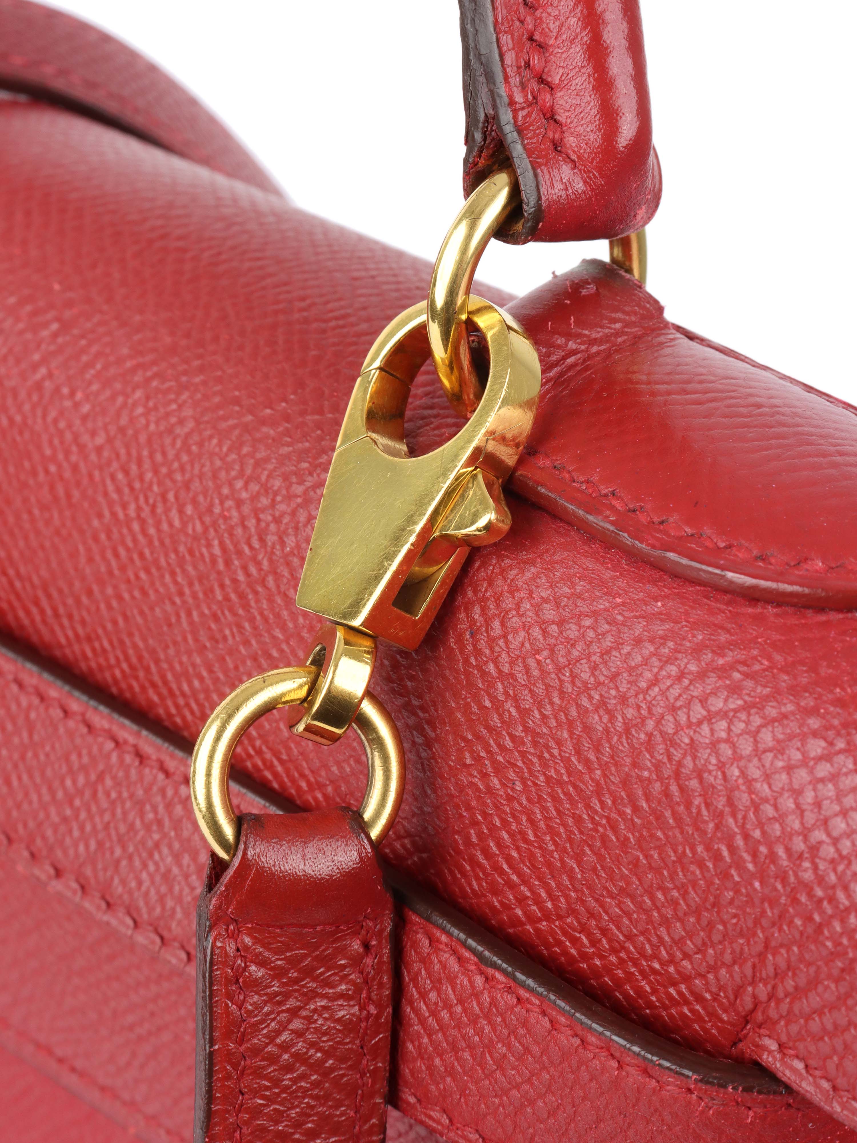 Authentic Hermes Kelly 32 Bag Rouge H Red Gold Hardware 1994 Vintage - Luxury Handbag for Women, Perfect for Parties & Special Occasions