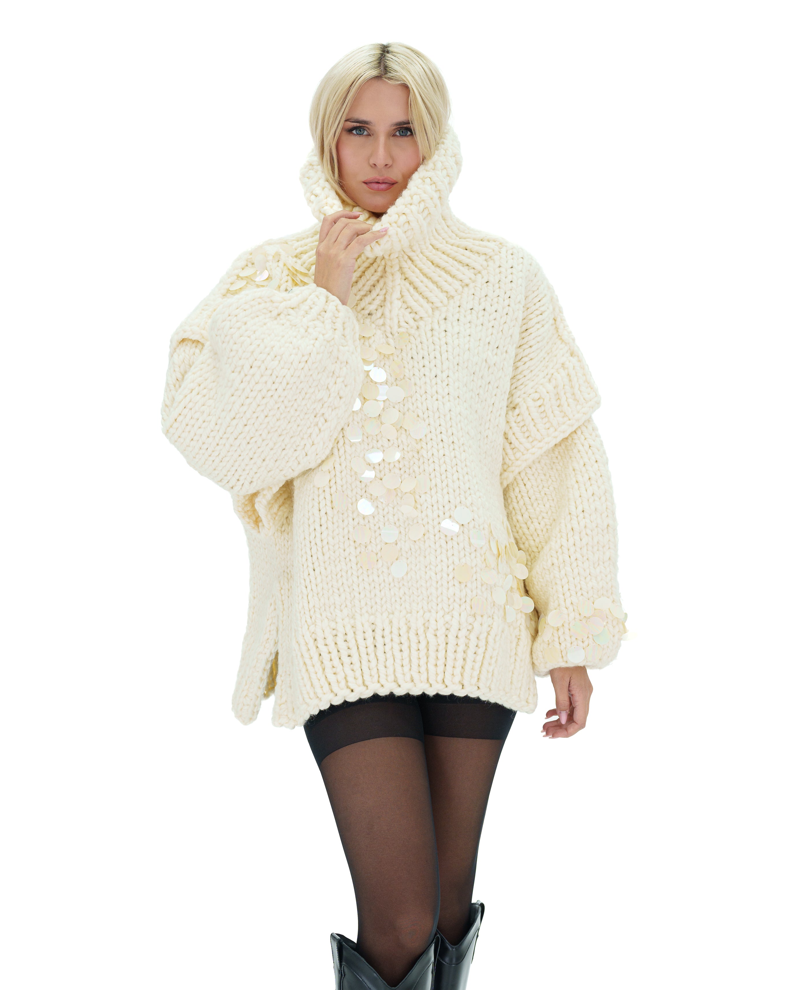 Sparkly Sequins Elegance Sweater for Women - Glamorous Party Top, Holiday Outfit, Christmas & New Year Fashion, Perfect for Night Out and Special Occasions