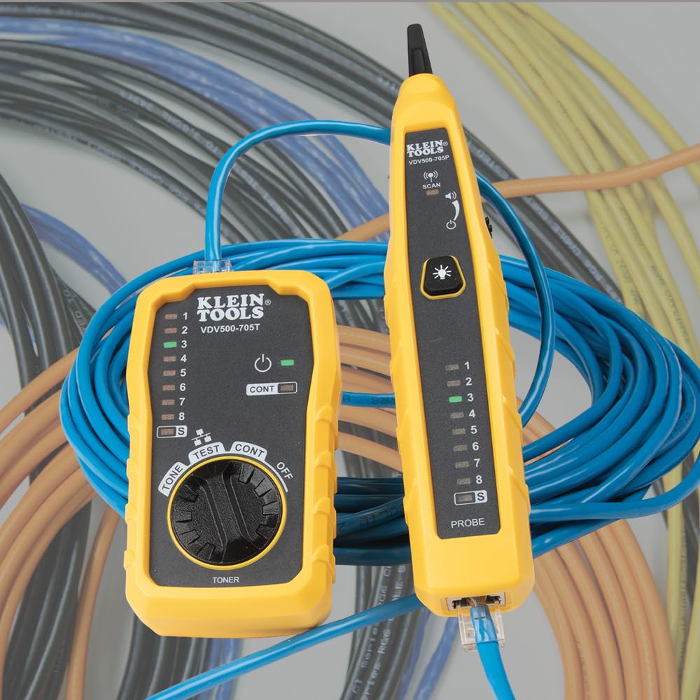 Klein Tools 80085 VDV LAN Cable and Wire Tester Kit - 6-Piece Set for RJ45 Modular Data Plugs | Network Cable Testing for Home, Office & IT Professionals