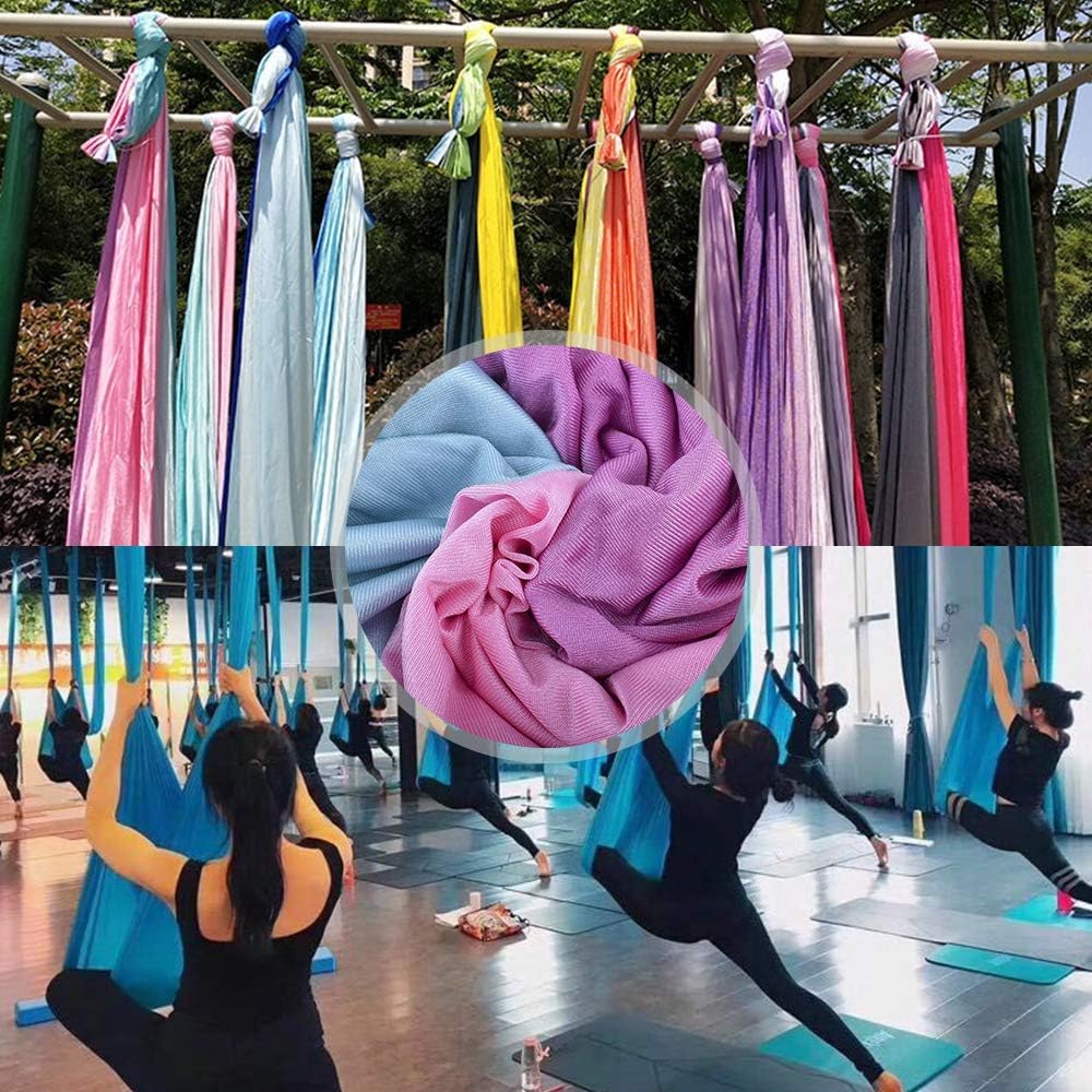 Aerial Yoga Swing Set - 10M Silk Hammock Kit for Home Fitness, Gymnastics & Aerial Yoga with Durable Hardware (11 Yards) - Perfect for Indoor Workouts, Relaxation & Stress Relief