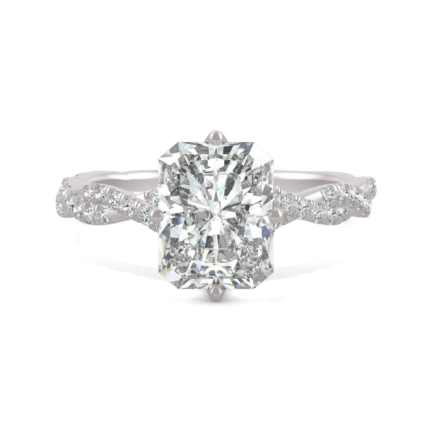 Charles & Colvard Lab-Created Moissanite 9x7mm Radiant Cut Women's Engagement Ring | 3.1cttw DEW | 14K White Gold Rhodium Plated | Ethical & Affordable Alternative to Diamond | Perfect for Proposals, Anniversaries & Special Occasions