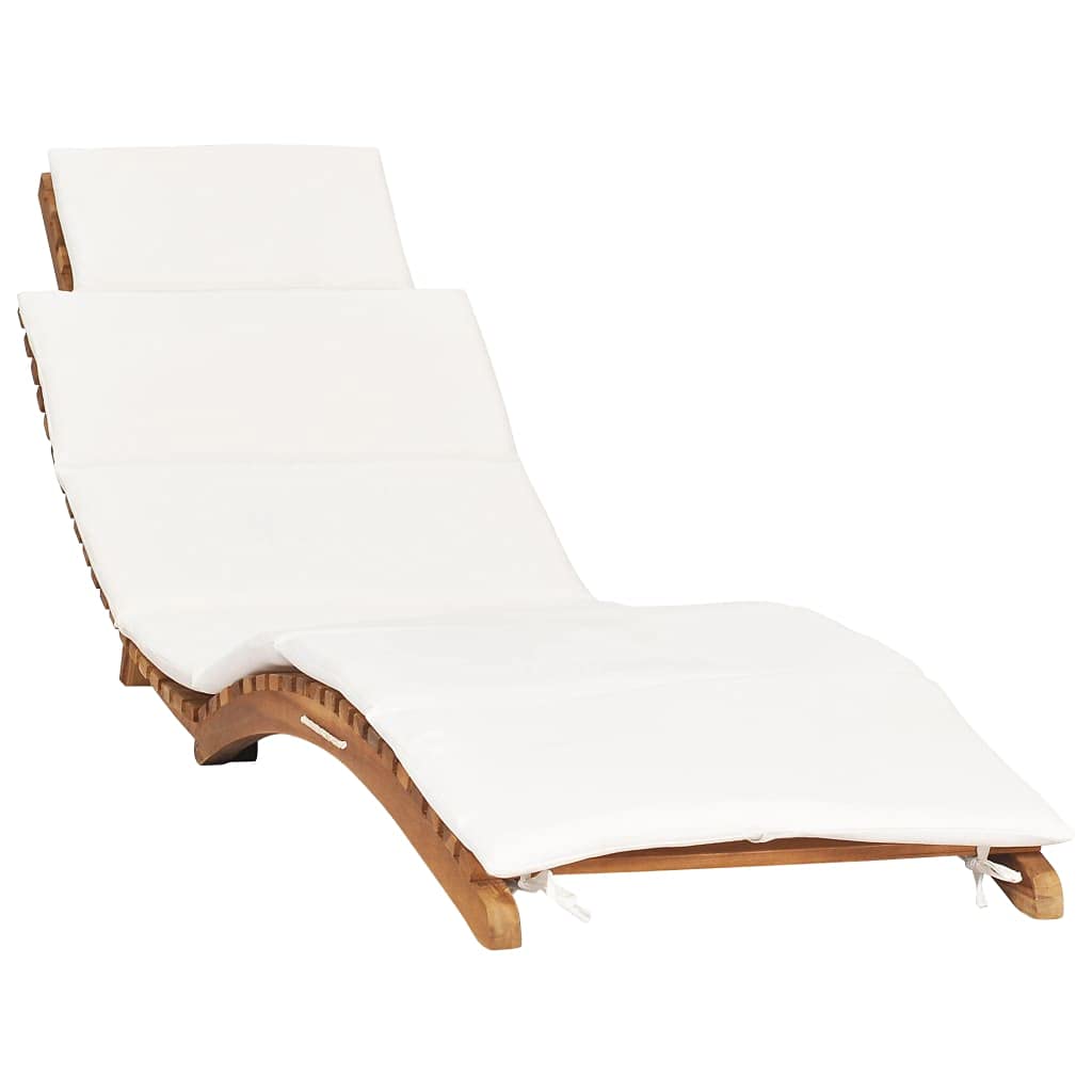 Foldable Sun Lounger Solid Teak Wood - Folding Chaise Lounge Beach Chair with Cushion | Outdoor Lounge Bed for Sun Tanning, Beach, Patio, Garden & Camping | Perfect for Poolside Relaxation, Backyard Lounging and Vacation Getaways