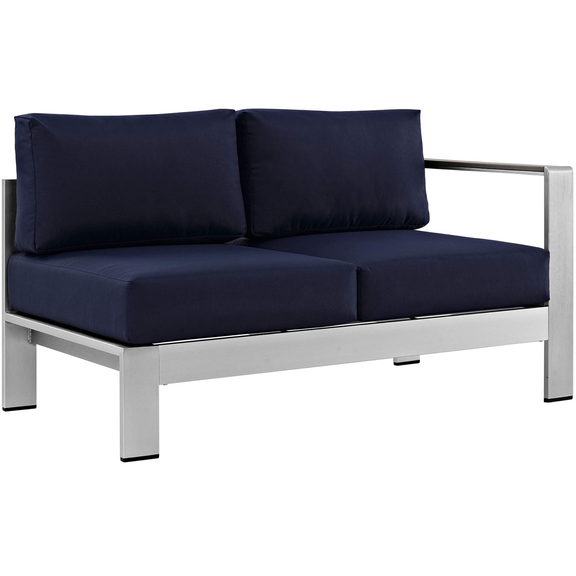 Ergode Shore Outdoor Patio Collection - Durable Aluminum Sectional Sofa Set in Silver & Navy | Perfect for Backyard, Poolside & Garden Relaxation