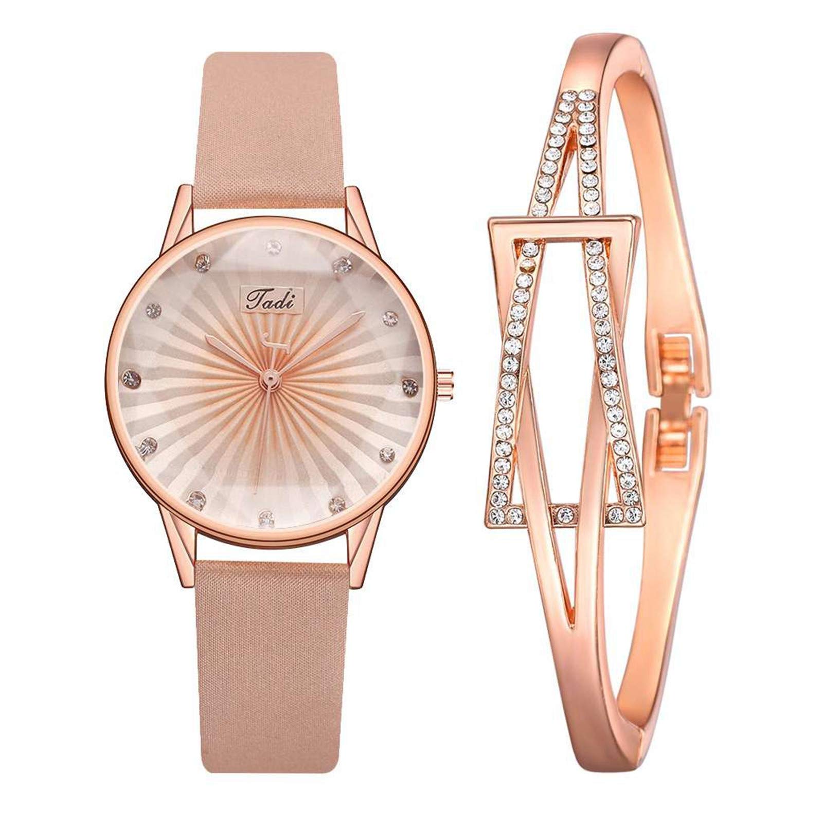 Luxury Women's Digital Wrist Watch & Bracelet Set - Trendy Diamond-Shaped Fashion Watch with LED Display (Beige, One Size) - Perfect for Daily Wear, Office, Parties & Special Occasions