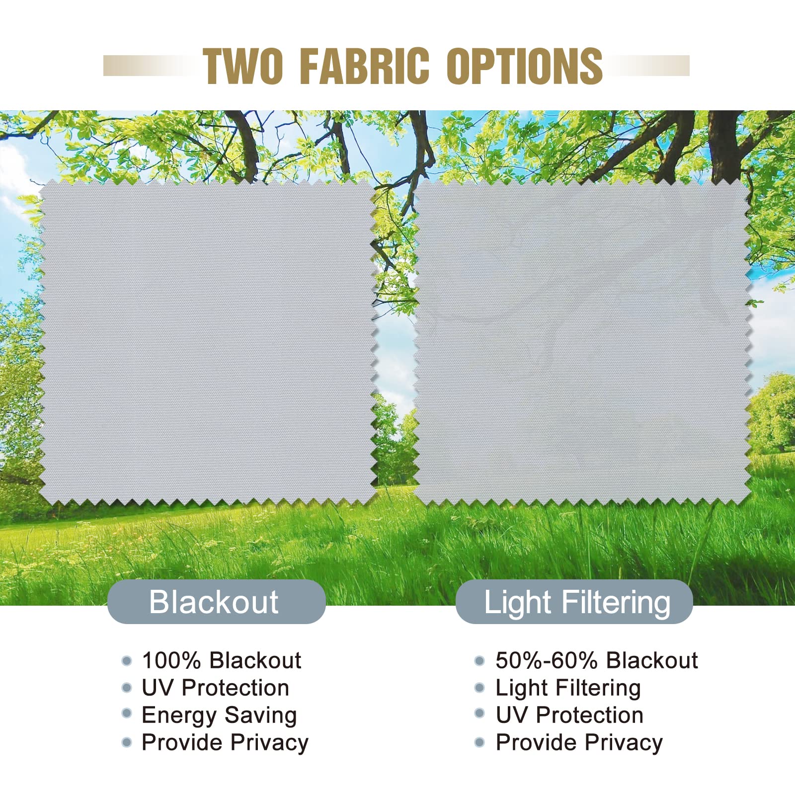 SUAKY Cordless Blackout Roller Shades - Light Grey Window Blinds for UV Protection & Energy Saving | Perfect for Windows, Doors & French Doors | Ideal for Bedrooms, Nurseries & Home Offices
