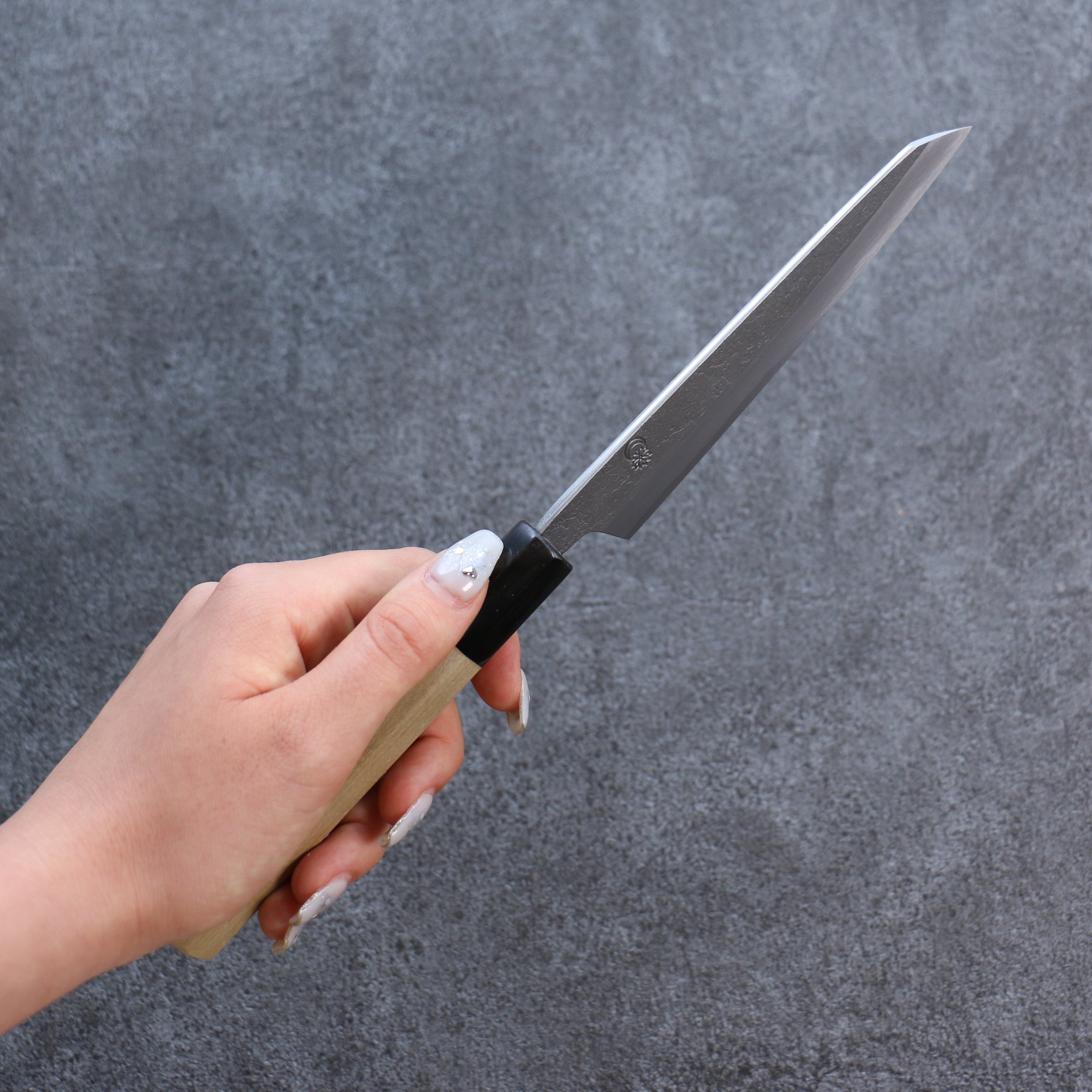 Premium Kikuzuki White Steel No.2 Nashiji Kiritsuke Petty Utility Knife 135mm - Magnolia Wood Handle - Ideal for Slicing, Chopping & Precision Kitchen Tasks