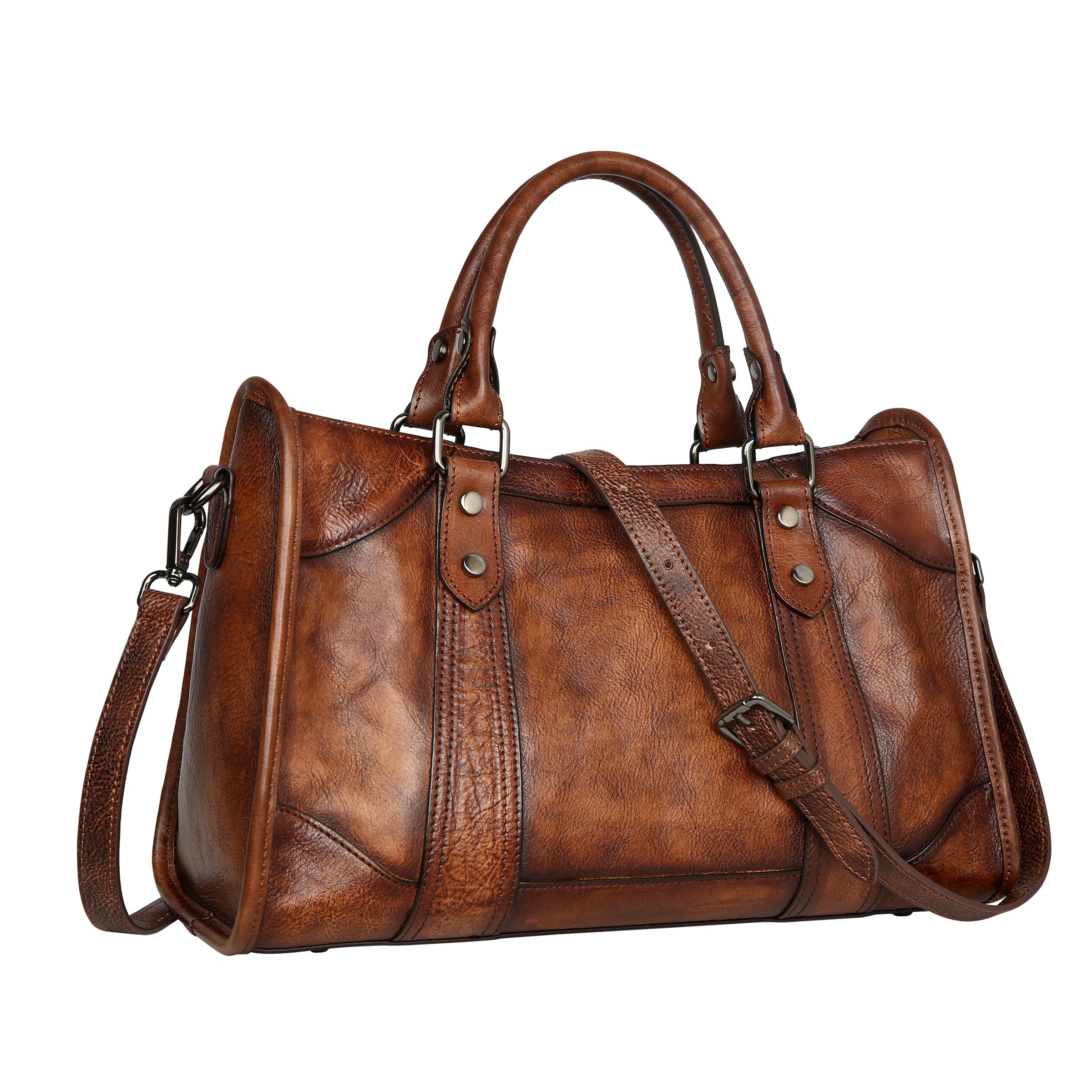 Iswee Genuine Leather Satchel Shoulder Bag for Women - Vintage Hobo Crossbody Purse & Tote Handbag - Perfect for Work, Travel & Everyday Use