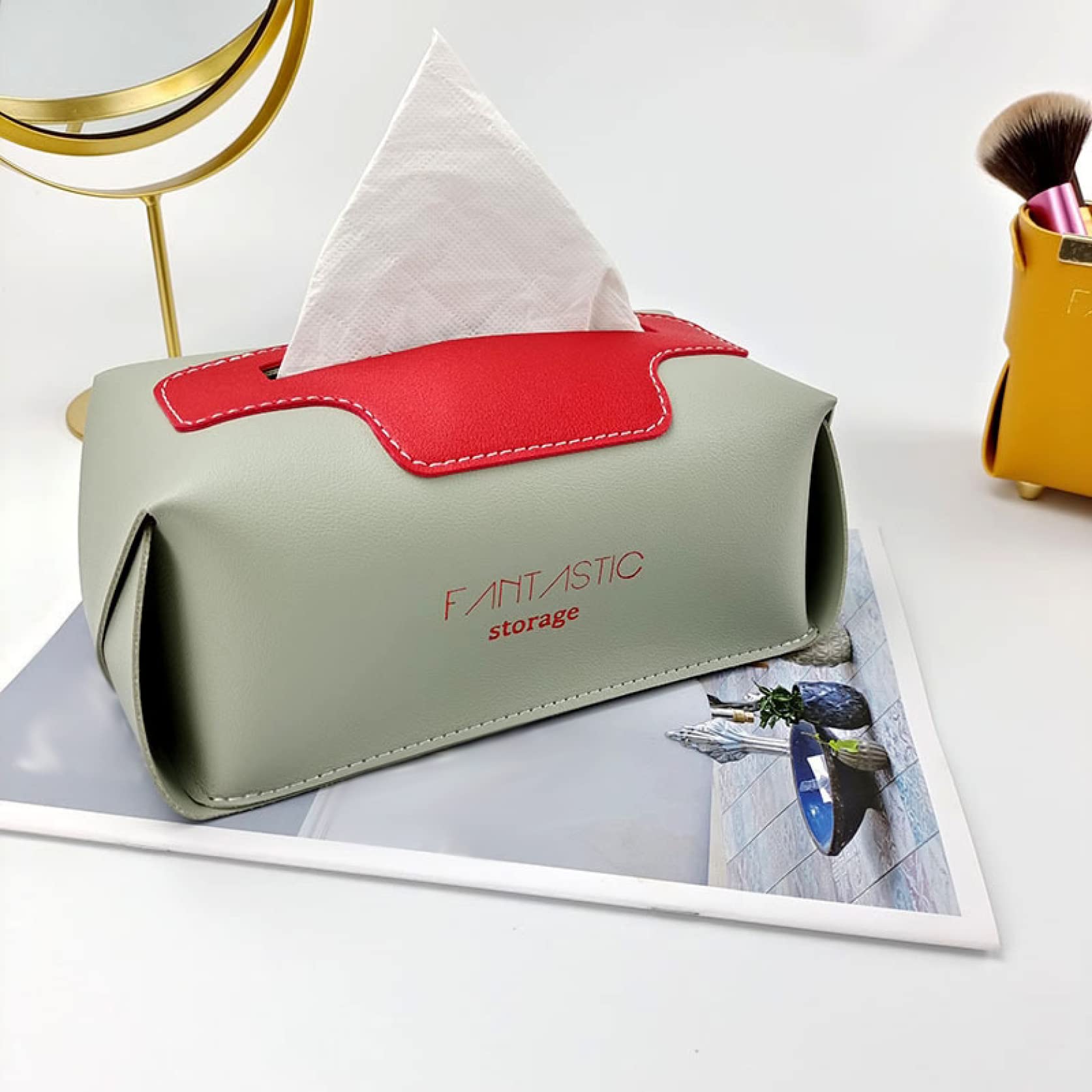 Premium PU Leather Tissue Box Cover - Stylish Home Decor for Living Room, Bedroom, Kitchen & Office | Waterproof Storage Organizer for Car, Desk & Nightstand | Modern Nordic Design Home Accessory
