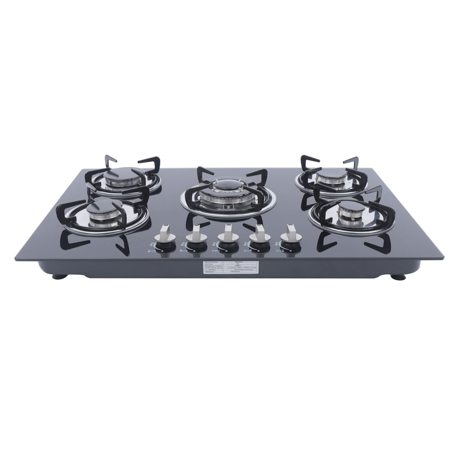 30 Inch 5 Burner Built-in Gas Cooktop with Tempered Glass & Cast Iron Grates - Thermocouple Protection for Safe Cooking - Perfect for Home Kitchen, Restaurant & Outdoor BBQ