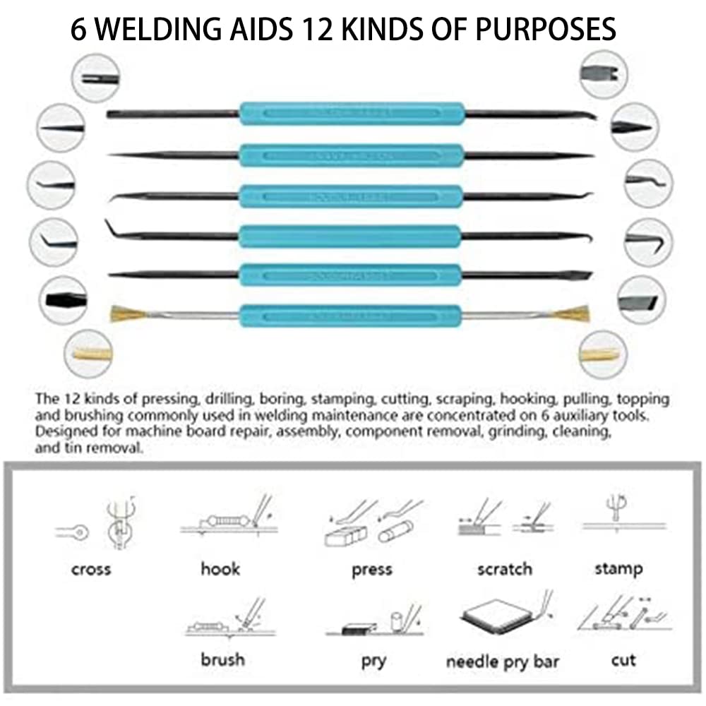 Utoolmart 6-in-1 Double Sided Soldering Assist Tool Kit - Electronic Component Welding & Grinding Accessories for PCB Repair, DIY Projects, and Electronics Maintenance (Perfect for Hobbyists and Professionals)
