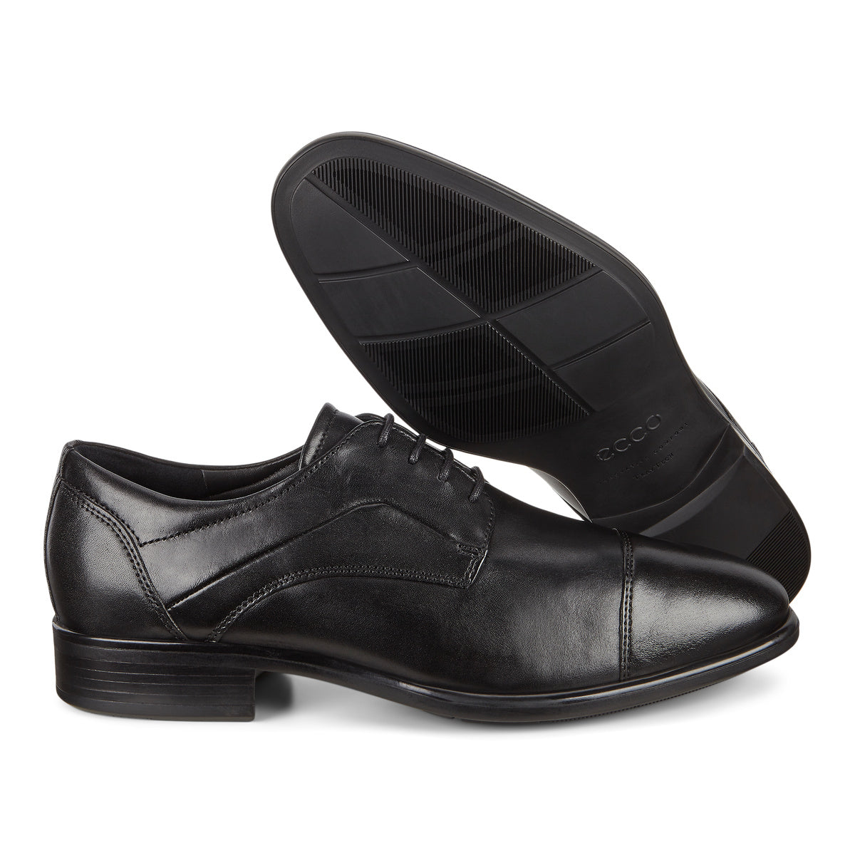 ECCO Men's Citytray Santiago Black Leather Slip-On Loafers - Comfortable Casual Shoes for Work, Travel & Everyday Wear