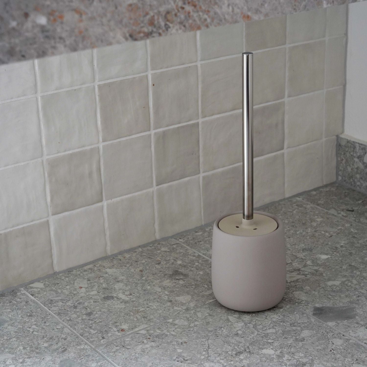 BLOMUS Sono Toilet Brush - Stainless Steel Bathroom Cleaning Tool, 39cm/15.3in Height, Moonbeam Color - Perfect for Modern Toilets, Small Bathrooms & Hygienic Home Cleaning