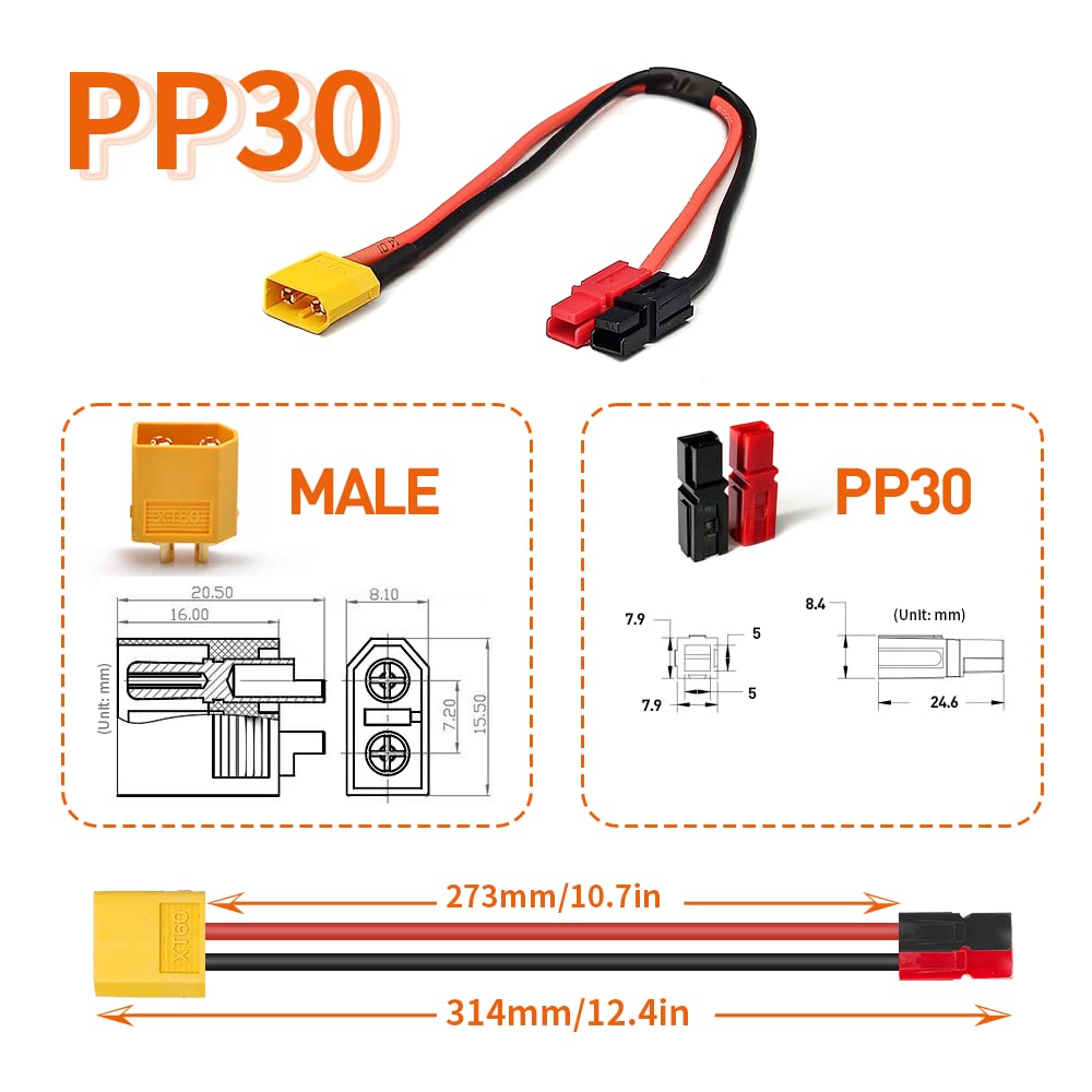 High-Quality Ebike Battery Cable Adapter - PP30/XT60/Bullet Connector for Electric Bikes | Durable & Waterproof | Perfect for Commuting, Mountain Biking & Urban Riding