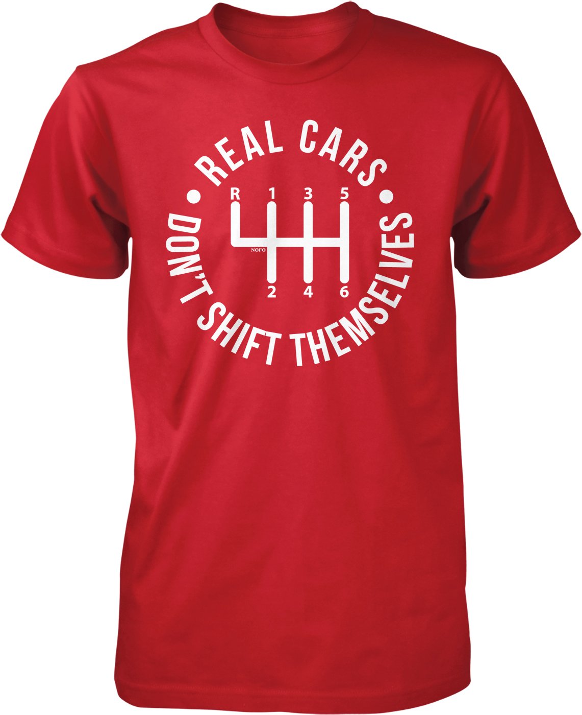 NOFO Clothing Co Real Cars Don't Shift Themselves Men's T-Shirt - Vintage Car Enthusiast Graphic Tee for Casual Wear & Car Shows