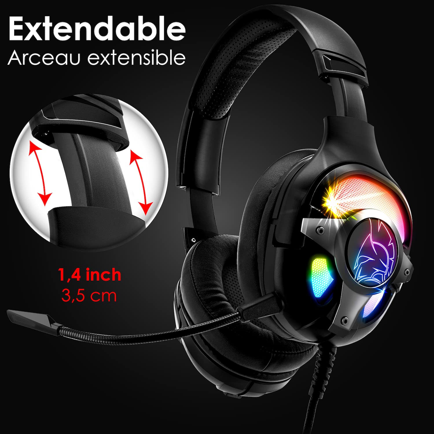 EMPIRE GAMING WarCry G-W10 RGB Gaming Headset with 7.1 Virtual Surround Sound, Noise Cancelling Mic - Compatible with PS4/PS5, Xbox One Series, PC & Mac - Detachable Mic & Remote Control - Perfect for FPS, Streaming & Online Gaming