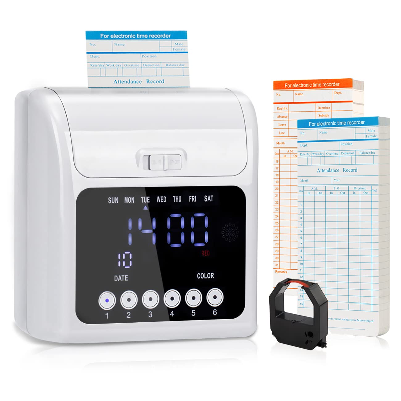 Tera Electronic Time Clock with 100pcs Double-Sided Monthly Time Cards (3.34x7.4