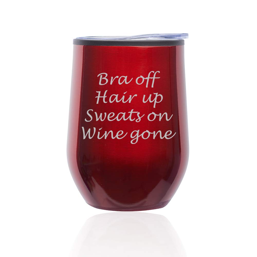Stemless Wine Tumbler with Lid - 14oz Insulated Glass Travel Mug for Coffee, Tea & Wine - Leak-Proof & Durable - Perfect for Home, Office & Outdoor (Red)