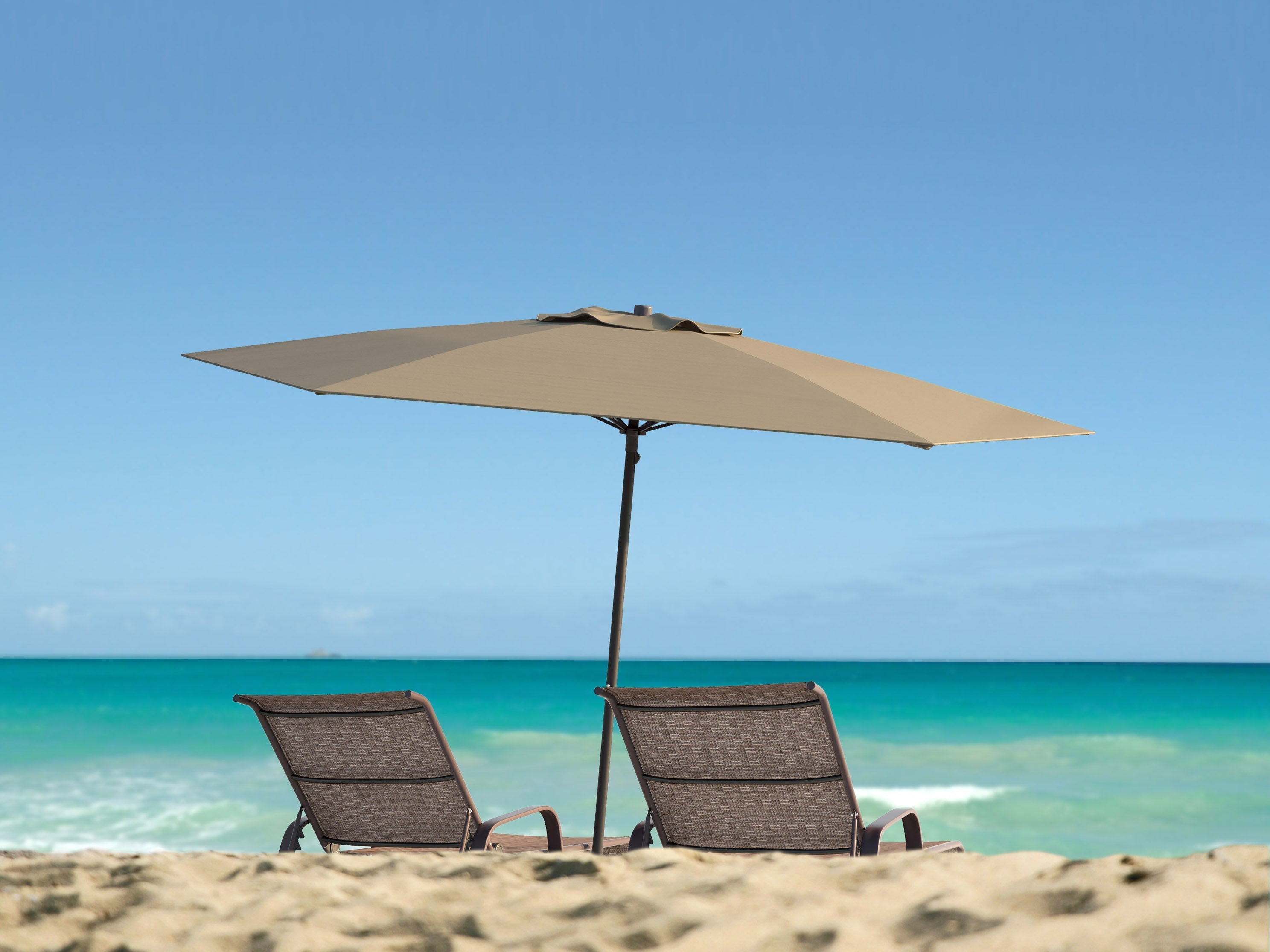 Premium 7.5ft Sandy Brown Beach Umbrella - UPF 50+ Sun Protection, Windproof & Portable for Beach, Poolside, Backyard, and Outdoor Activities