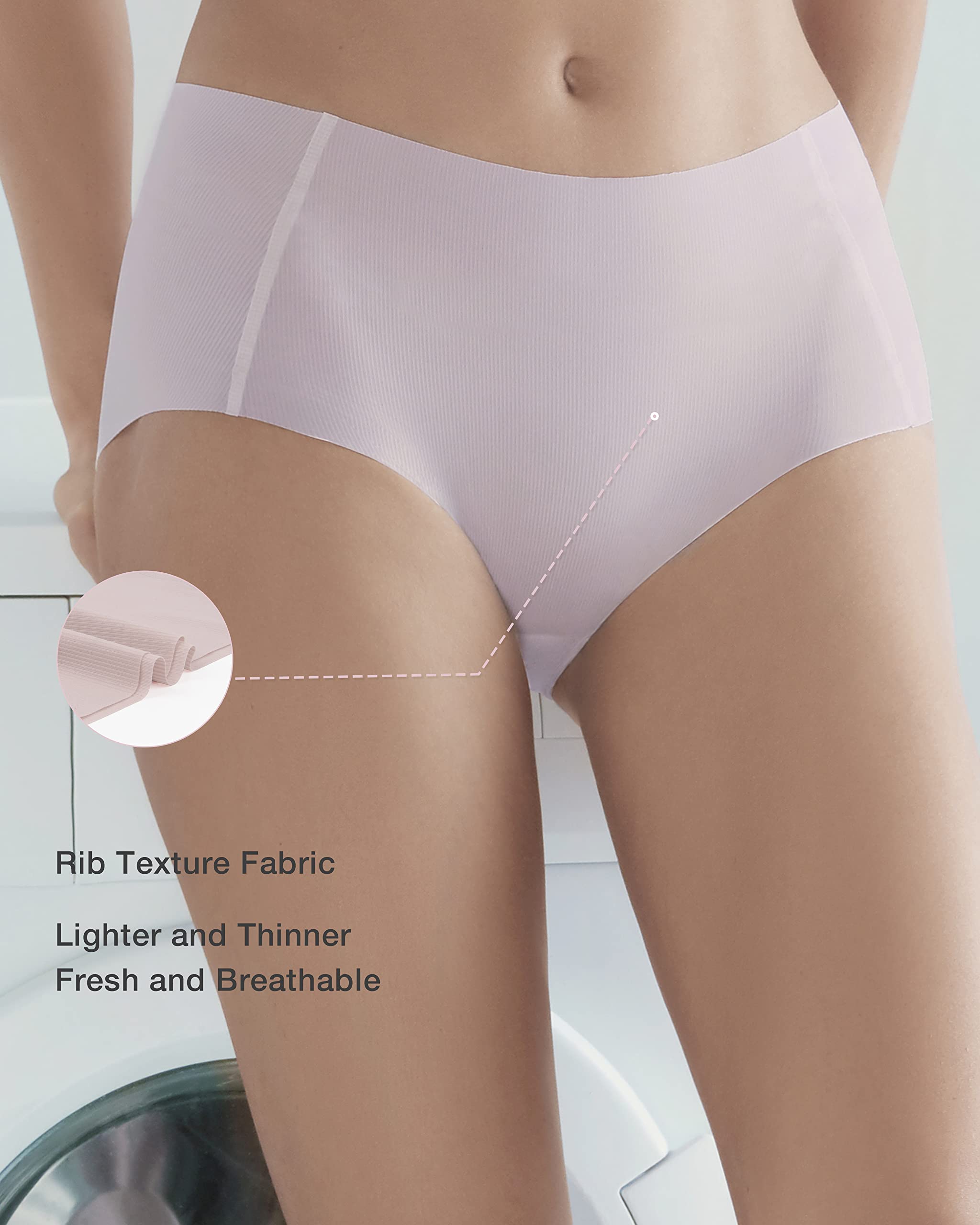 Women's Lightweight Ribbed Cotton Underwear - Mid Rise One Size Panties in Light Blue | Comfortable Everyday Wear for Work, Gym & Lounge